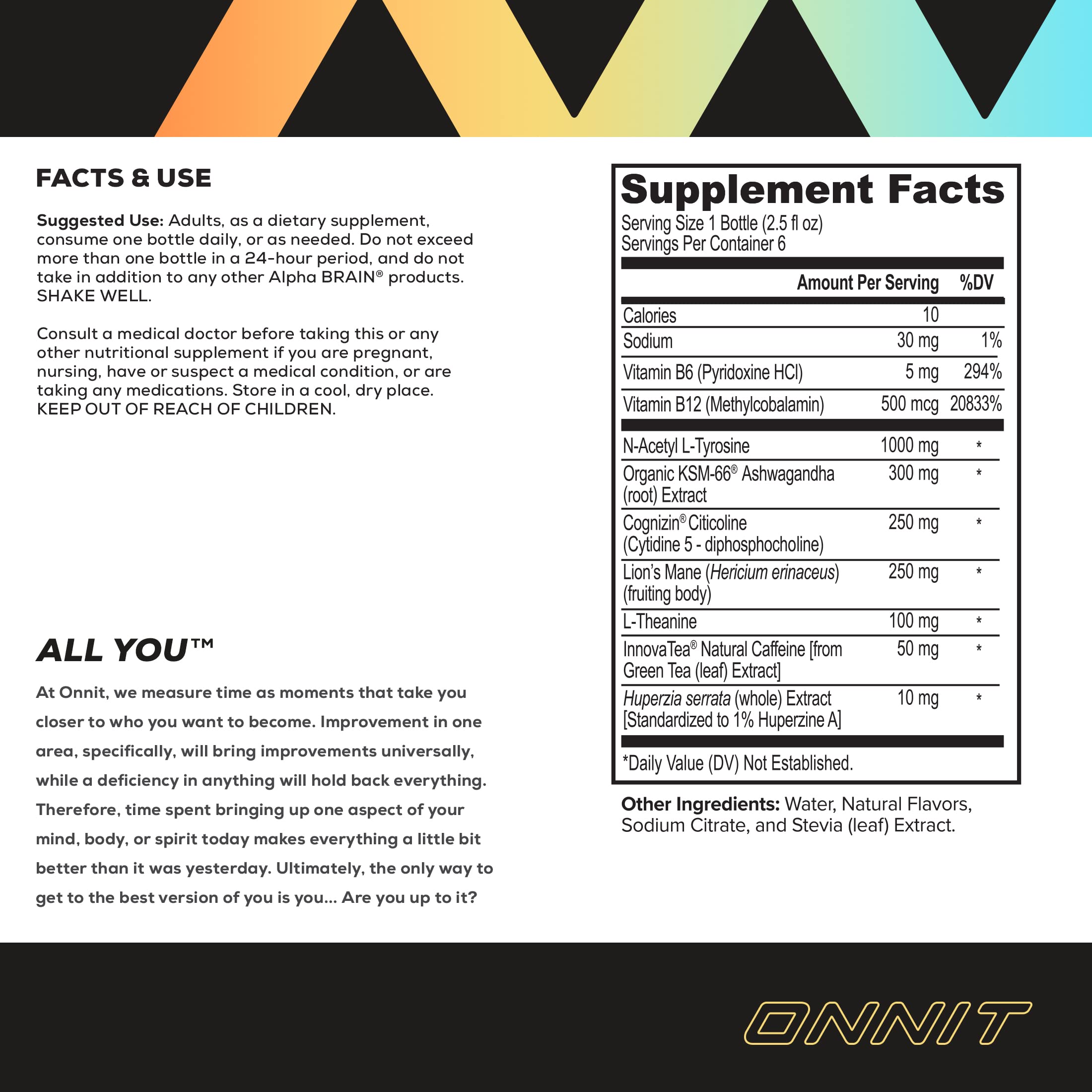 Foto 5 pulgar | Suplemento Energy Shot Onnit Alpha Brain Focus Con Sabor A Melocotón - Venta Internacional.