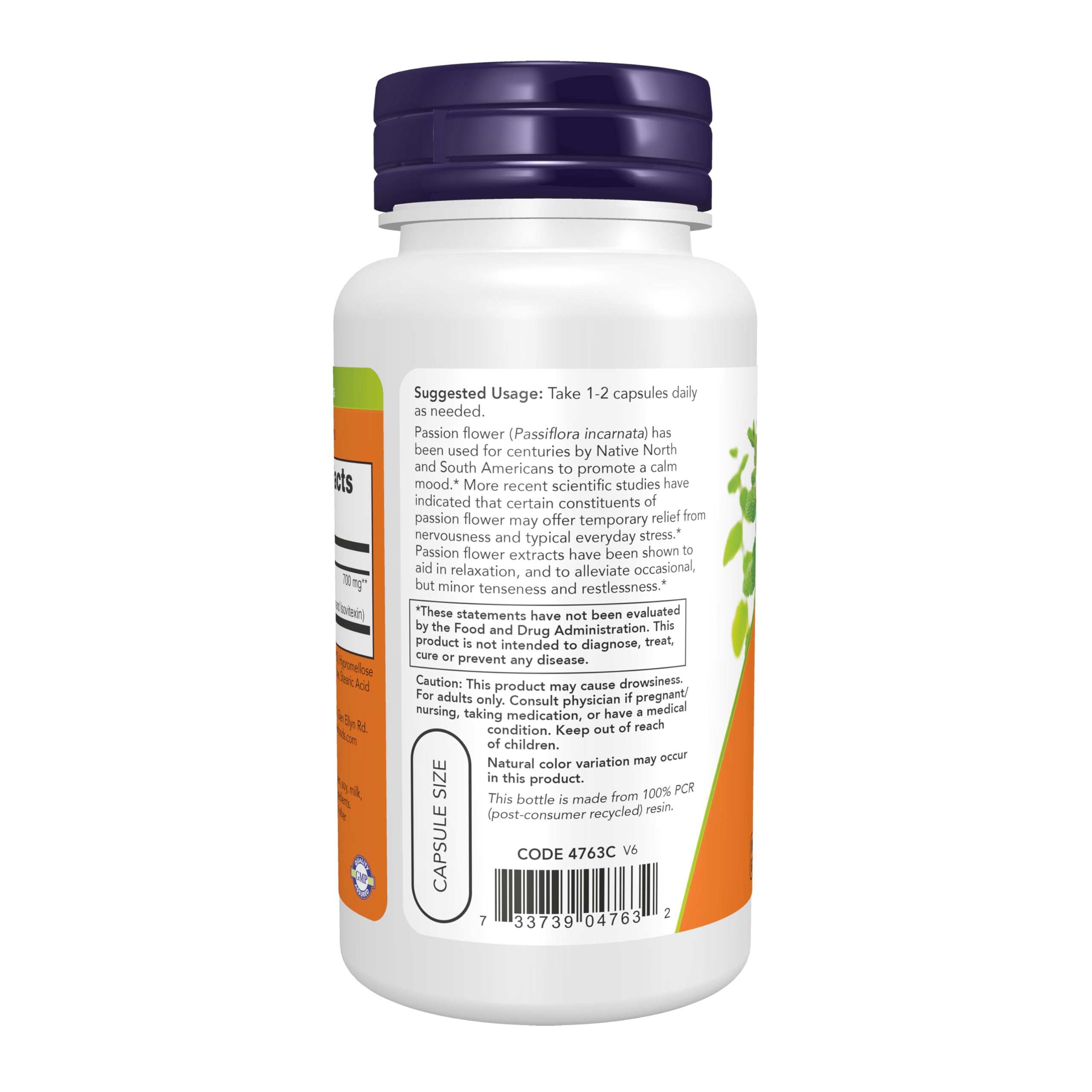 Foto 4 pulgar | Suplemento Now Passion Flor 350 Mg Natural Stress Relief 90 - Venta Internacional.