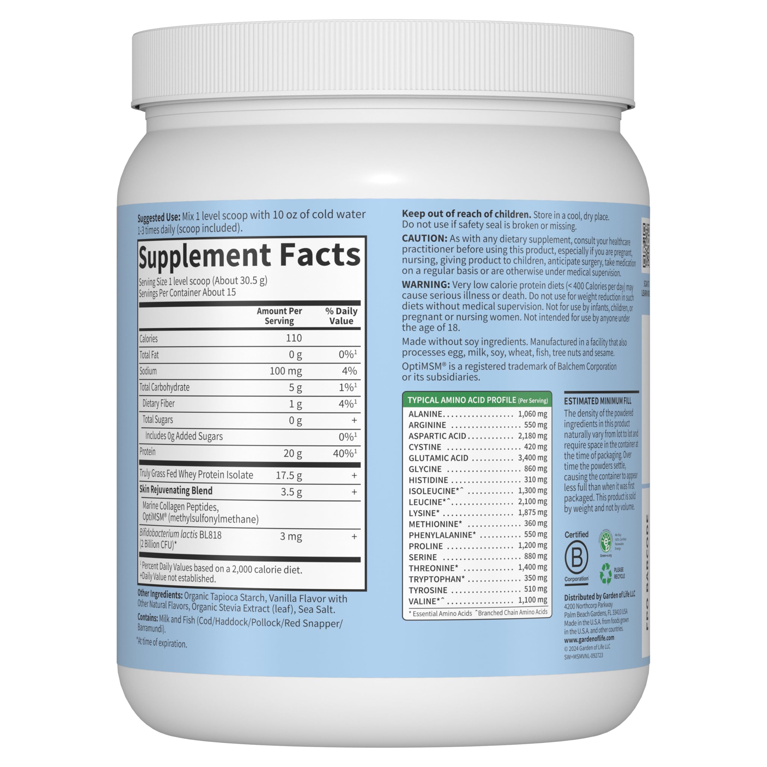 Foto 8 pulgar | Proteína En Polvo Garden Of Life Sport Vanilla 20 G Con Colágeno - Venta Internacional.