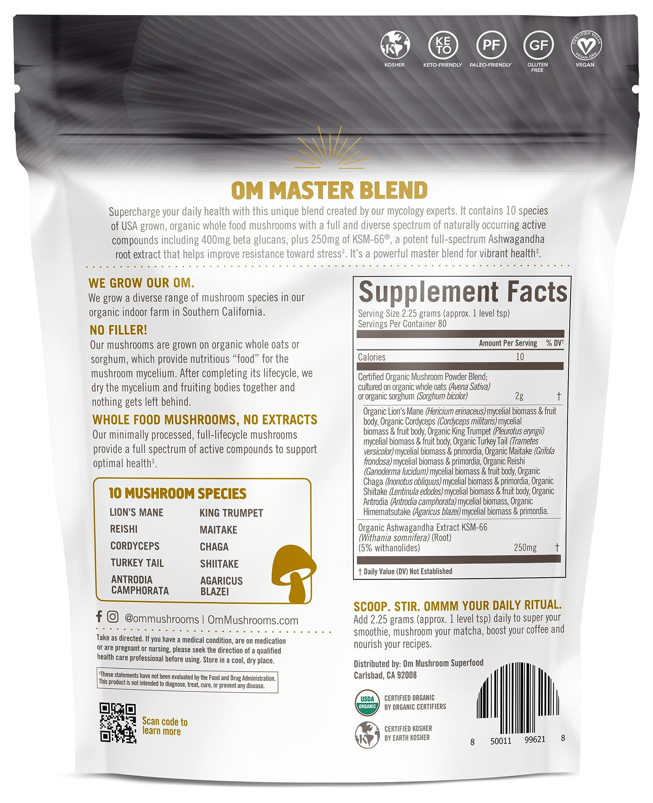 Foto 3 pulgar | Suplemento Om Mushroom Superfood Master Blend 180 Ml - Venta Internacional.