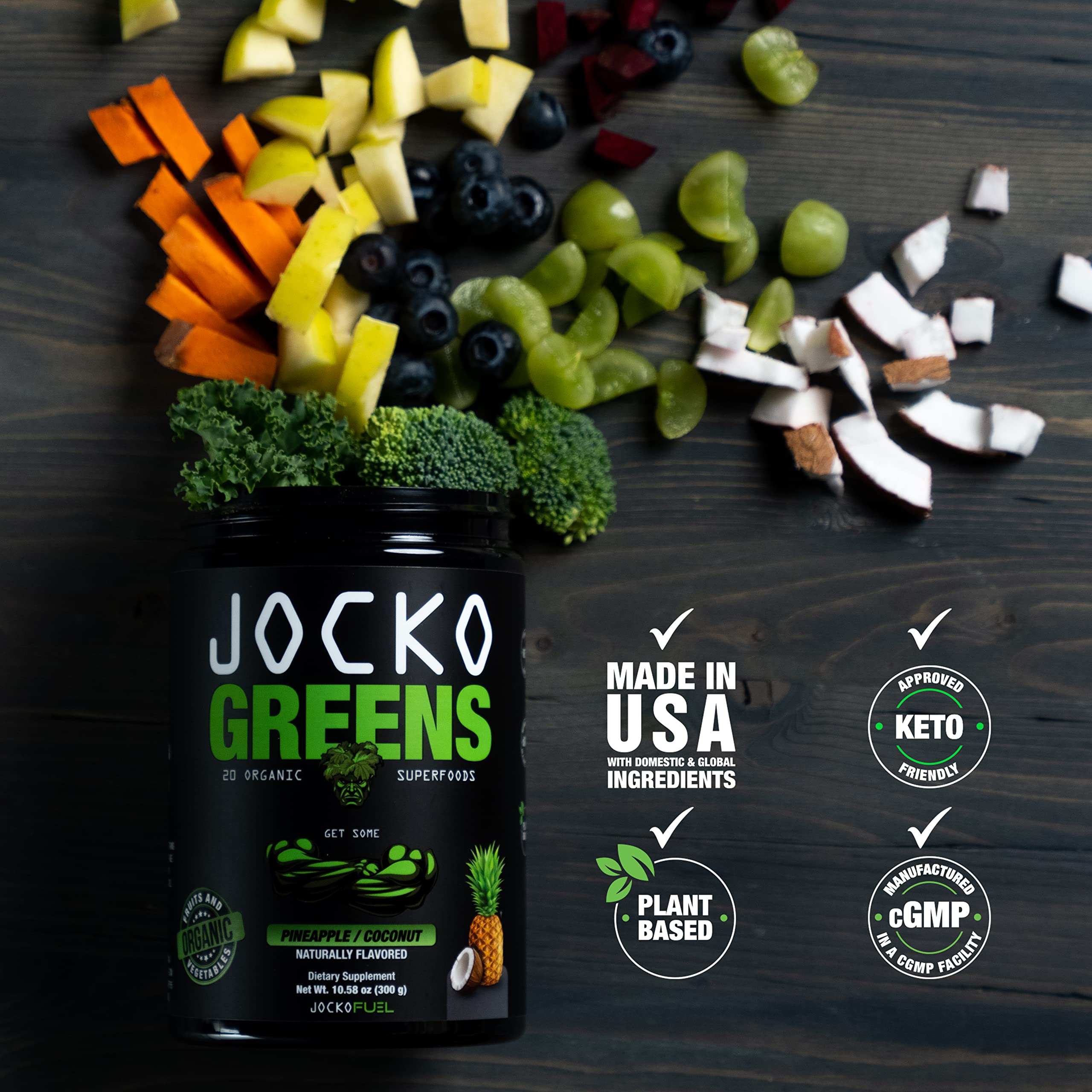 Foto 6 | Suplemento Jocko Greens En Polvo Para 30 Porciones De Piña/coco - Venta Internacional.