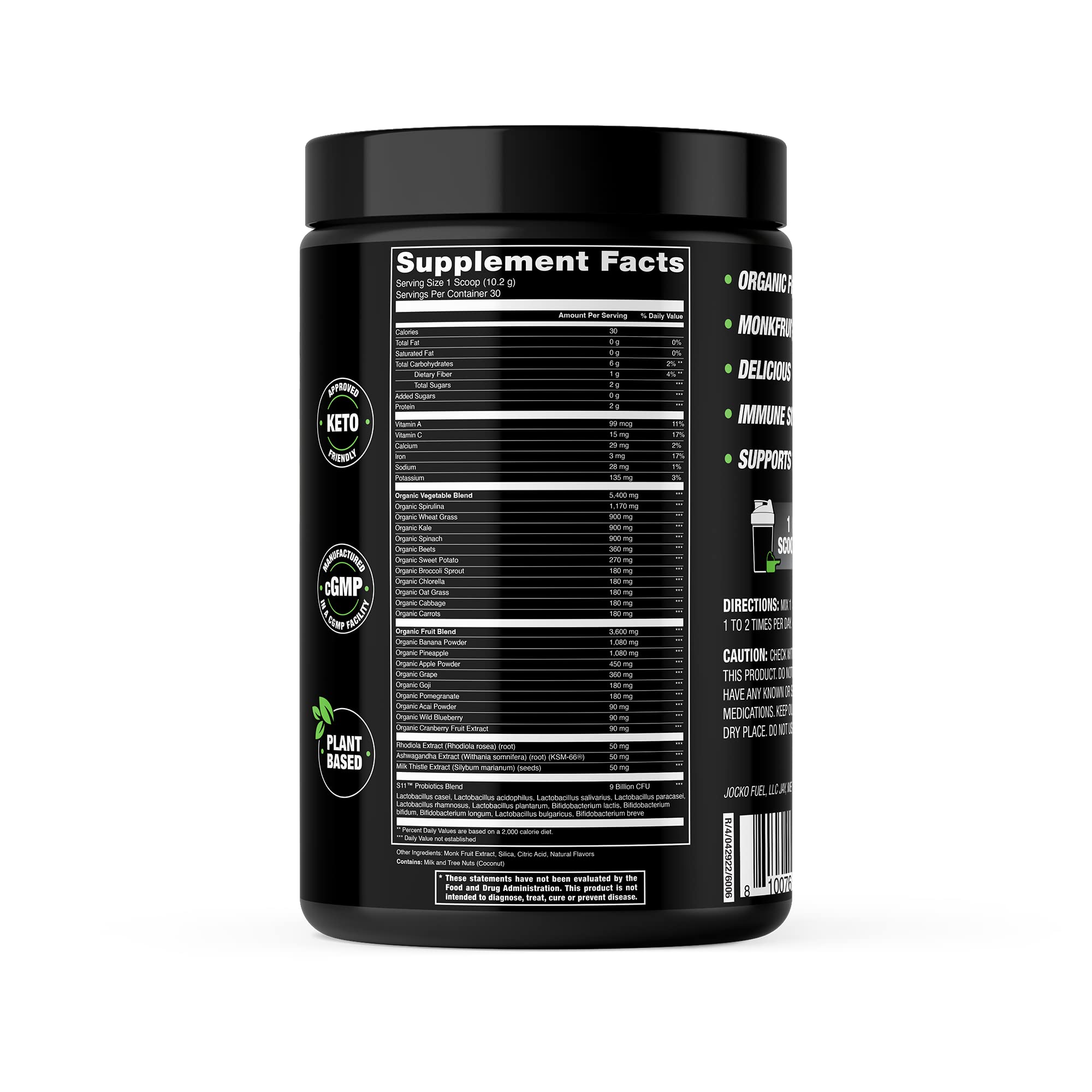 Foto 7 | Suplemento Jocko Greens En Polvo Para 30 Porciones De Piña/coco - Venta Internacional.