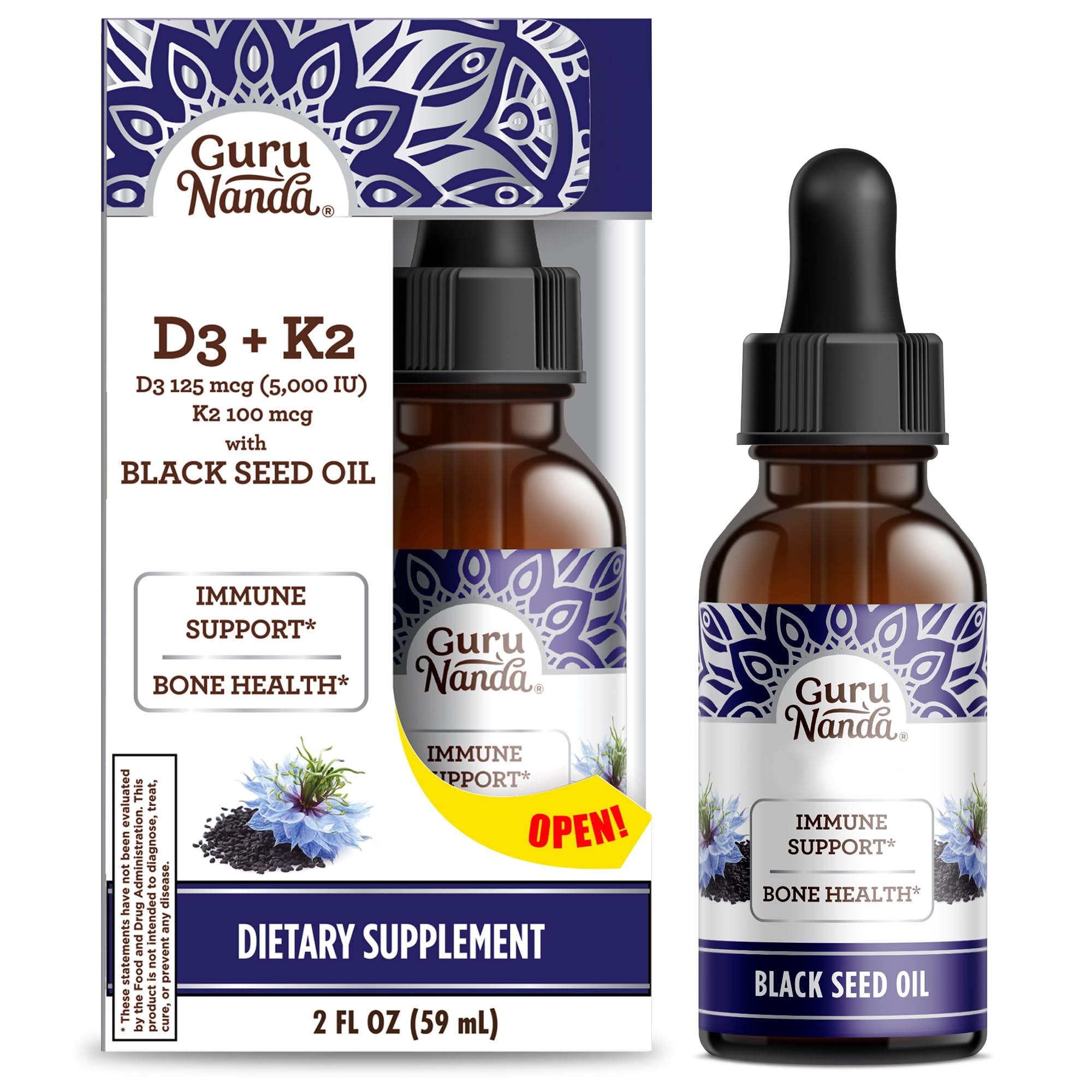 Foto 2 pulgar | Aceite de Semilla Negra Gurunanda Nigella Sativa 59 ml - Venta Internacional