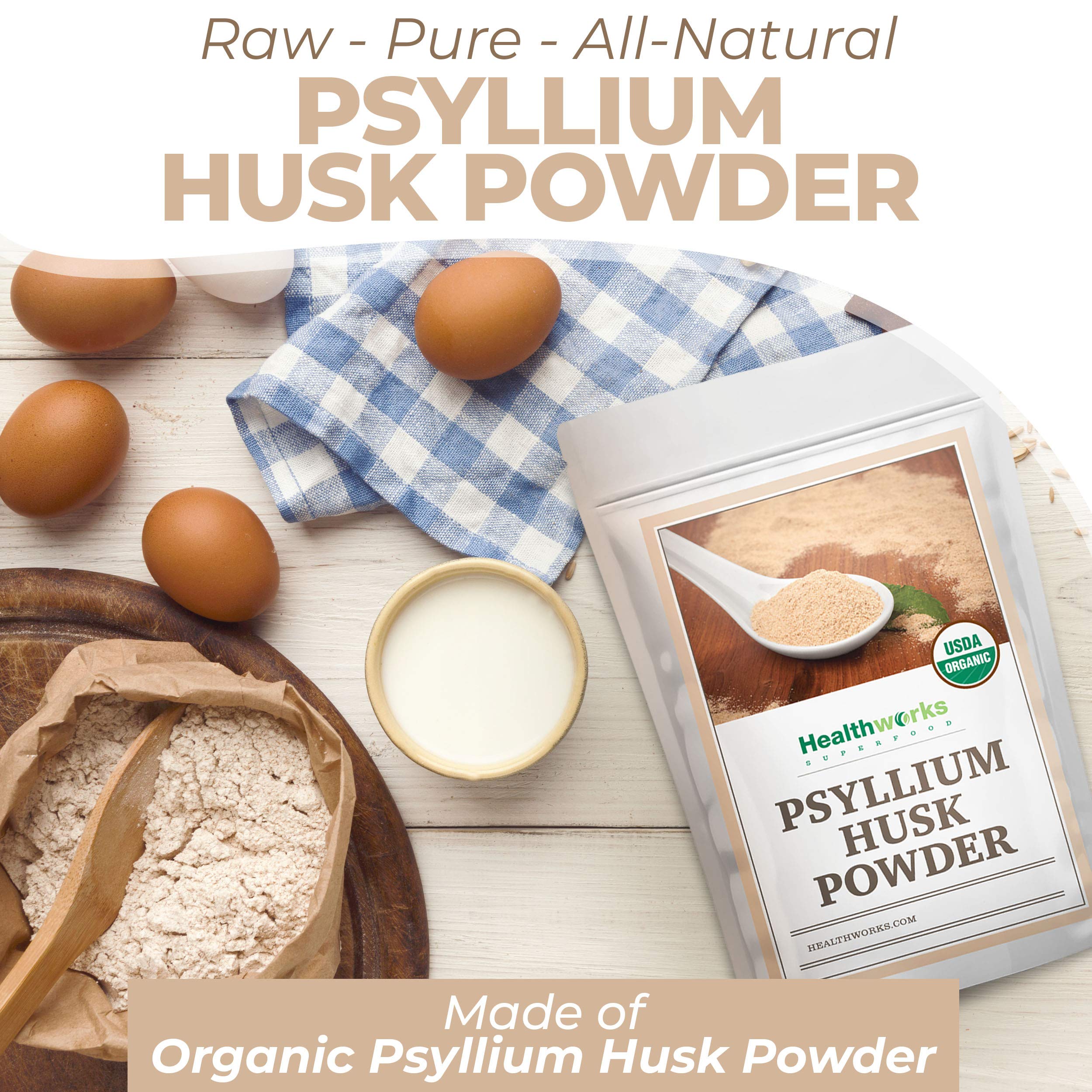 Foto 4 pulgar | Cáscara De Psyllium En Polvo Healthworks Raw Organic, 500 Ml - Venta Internacional.