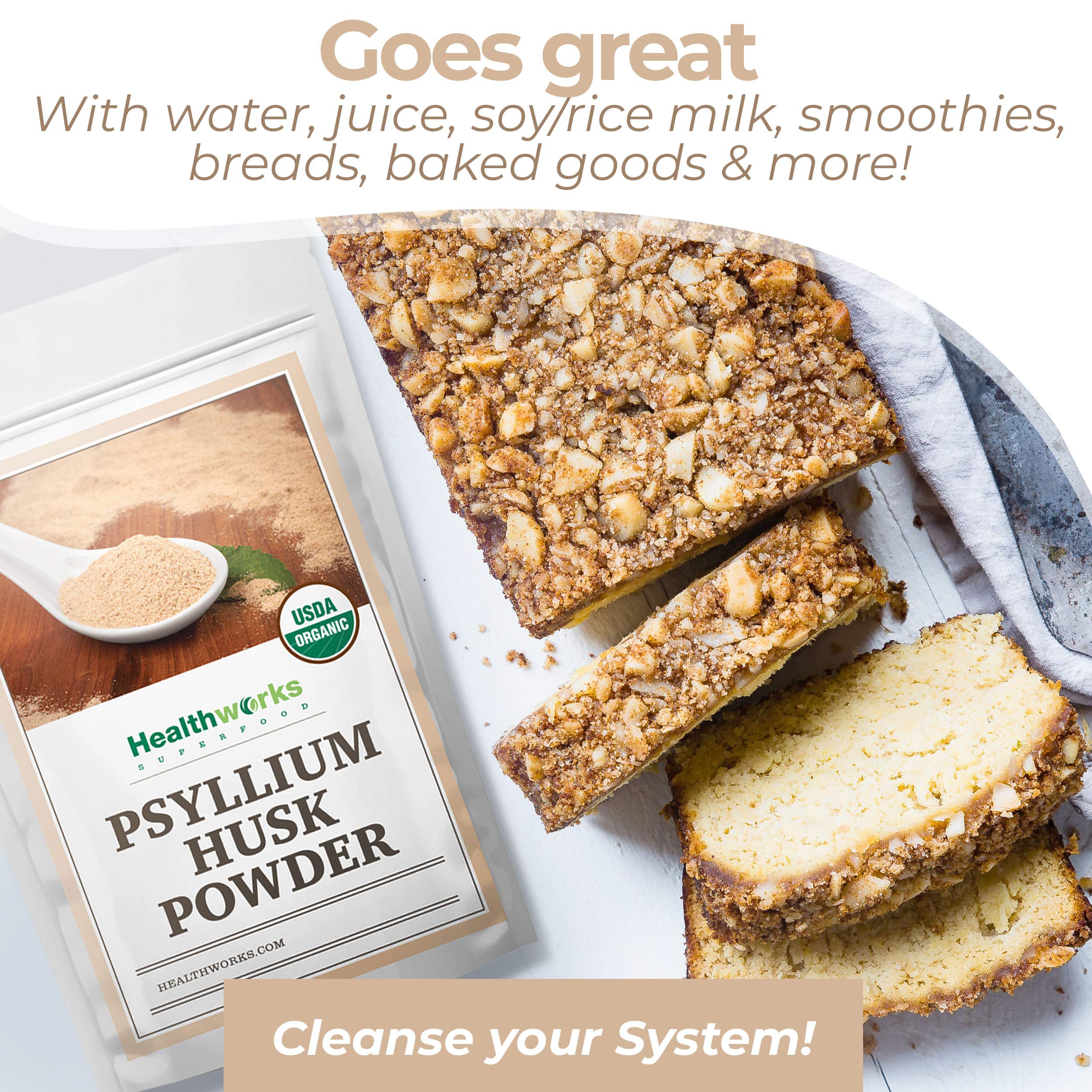 Foto 5 pulgar | Cáscara De Psyllium En Polvo Healthworks Raw Organic, 500 Ml - Venta Internacional.