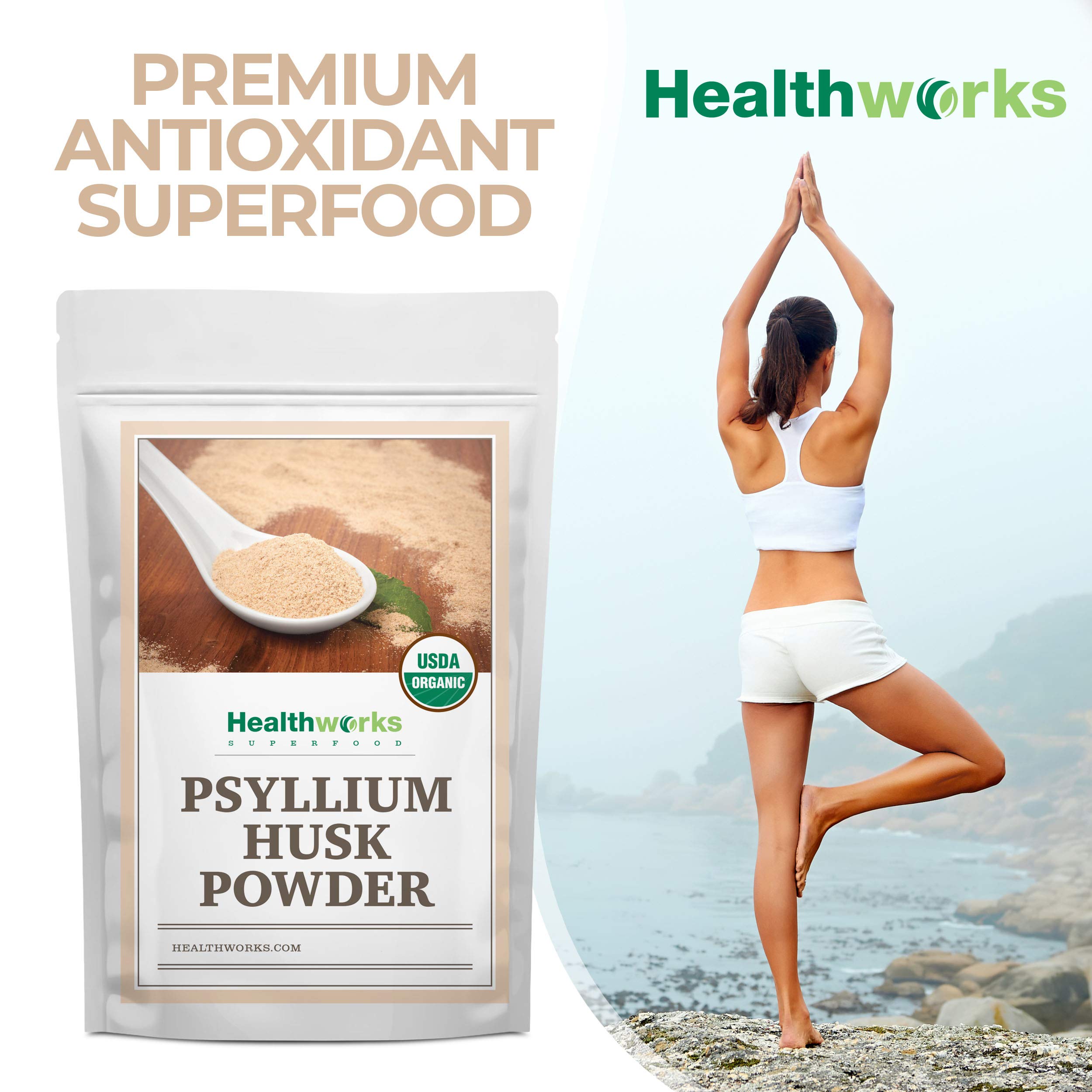 Foto 6 pulgar | Cáscara De Psyllium En Polvo Healthworks Raw Organic, 500 Ml - Venta Internacional.