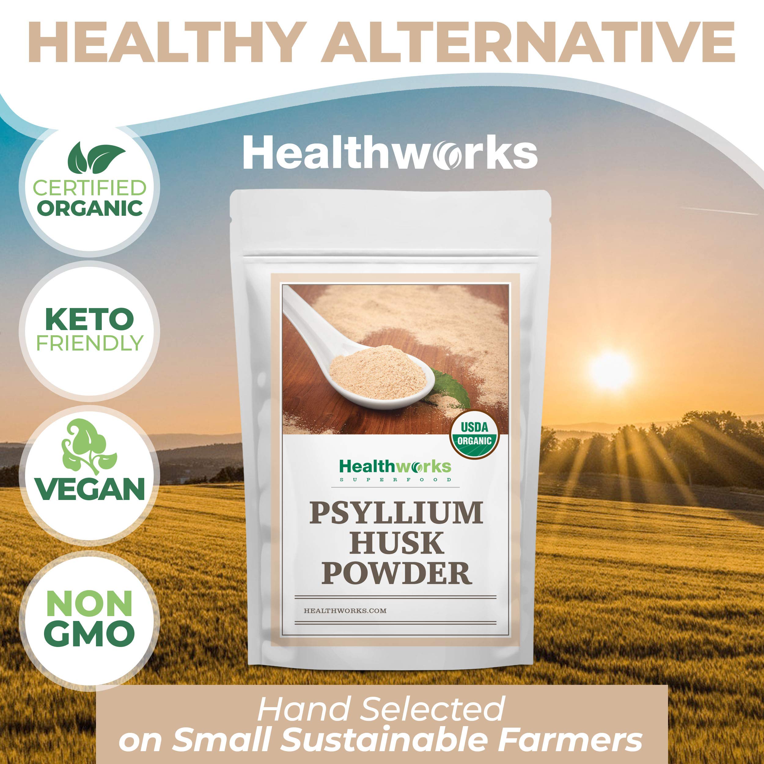 Foto 7 pulgar | Cáscara De Psyllium En Polvo Healthworks Raw Organic, 500 Ml - Venta Internacional.
