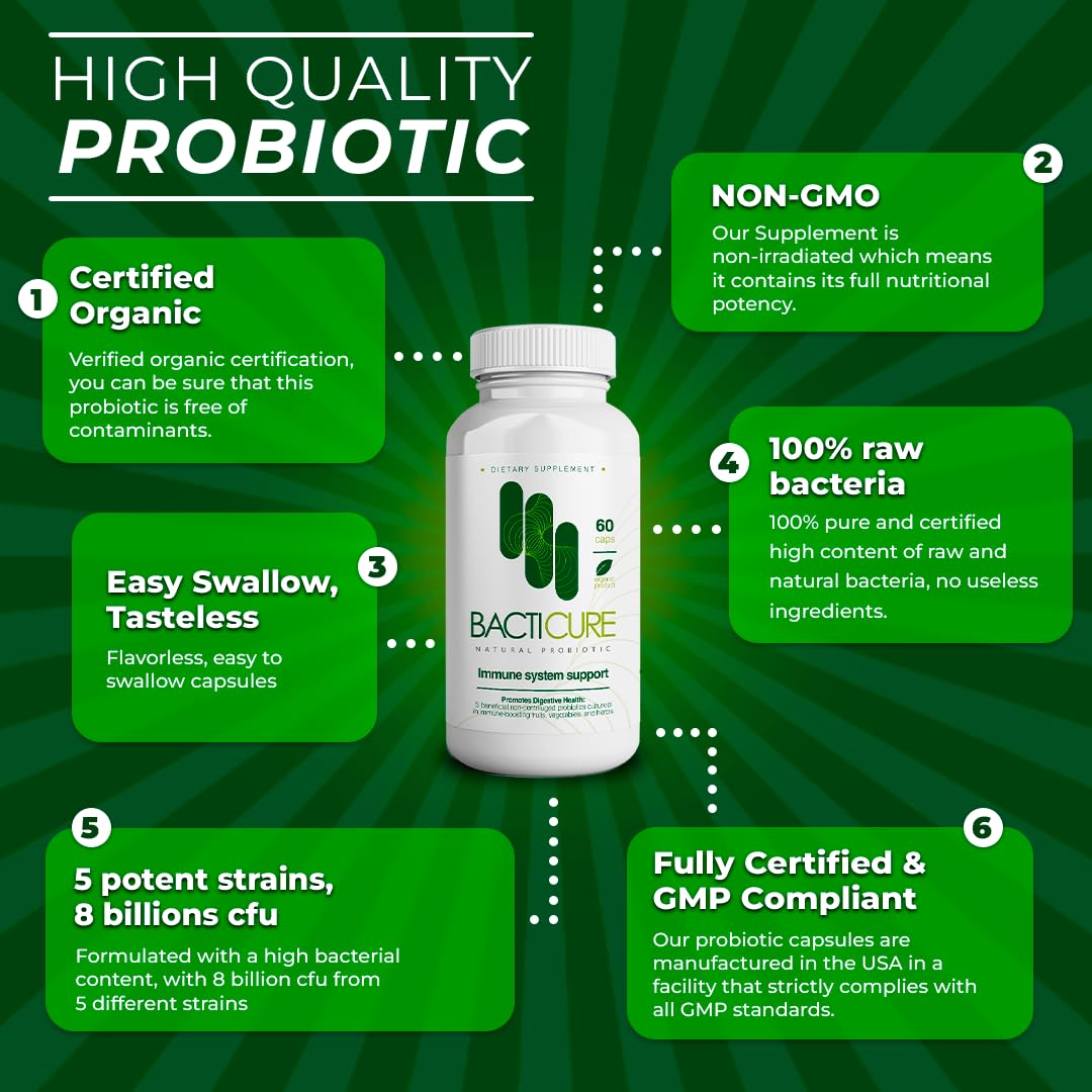 Foto 5 pulgar | Probiotic Bacterium Plus Bacticure 60 Cápsulas De Apoyo Inmunológico - Venta Internacional.