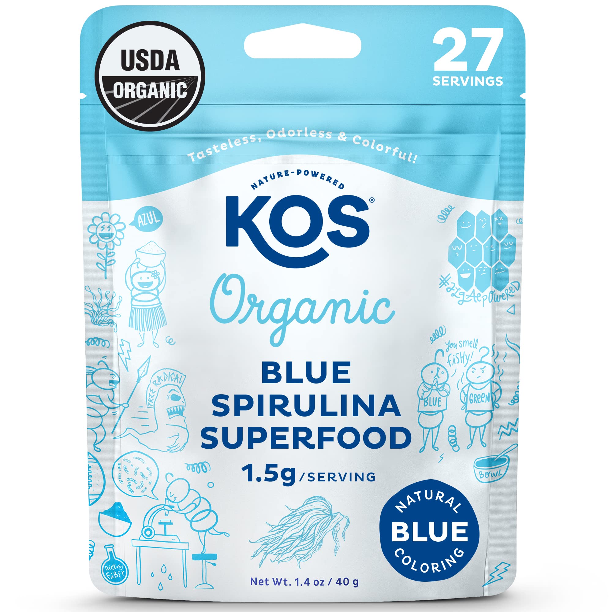 Foto 2 pulgar | Spirulina Azul En Polvo Kos Luminous Organic Phycocianin 30g - Venta Internacional.