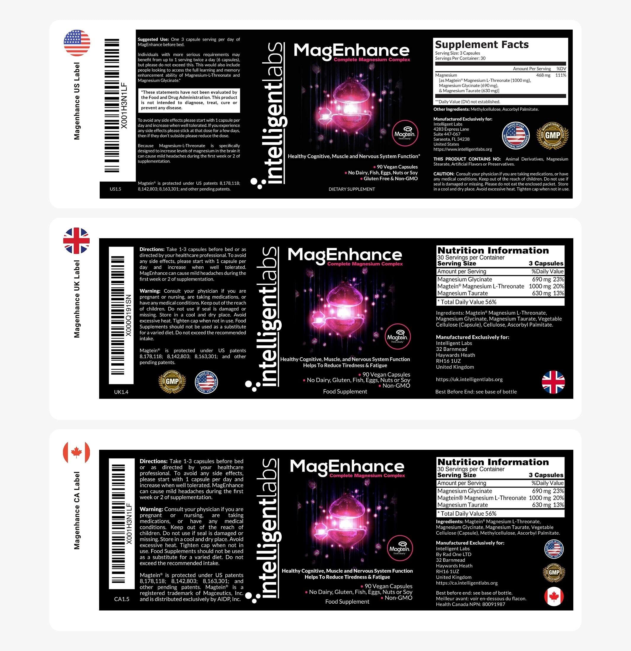 Foto 3 pulgar | Suplemento Magenhance Magtein  Magnesio De Intelligent Labs - Venta Internacional.