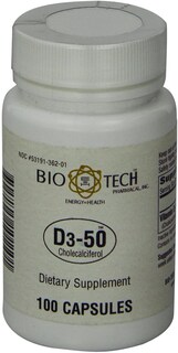 Foto 4 | Suplemento Bio-tech Pharmacal D3-50 50 50 000 Ui 100 Comprimidos - Venta Internacional.