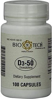 Foto 6 | Suplemento Bio-tech Pharmacal D3-50 50 50 000 Ui 100 Comprimidos - Venta Internacional.