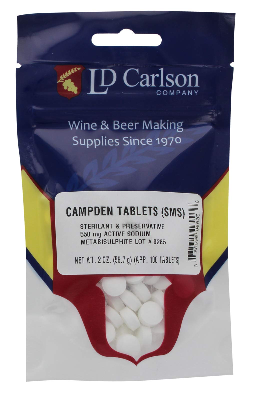 Foto 2 pulgar | Metabisulfito de Sodio Campden Tablets Ld Carlson 60 G - Venta Internacional