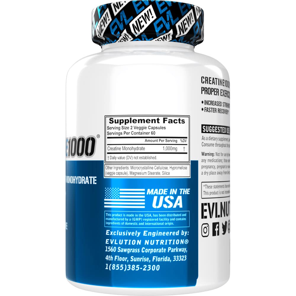 Foto 4 pulgar | Suplemento De Creatina Evlution Pure Creatina Monohydrate 1000 Mg - Venta Internacional.