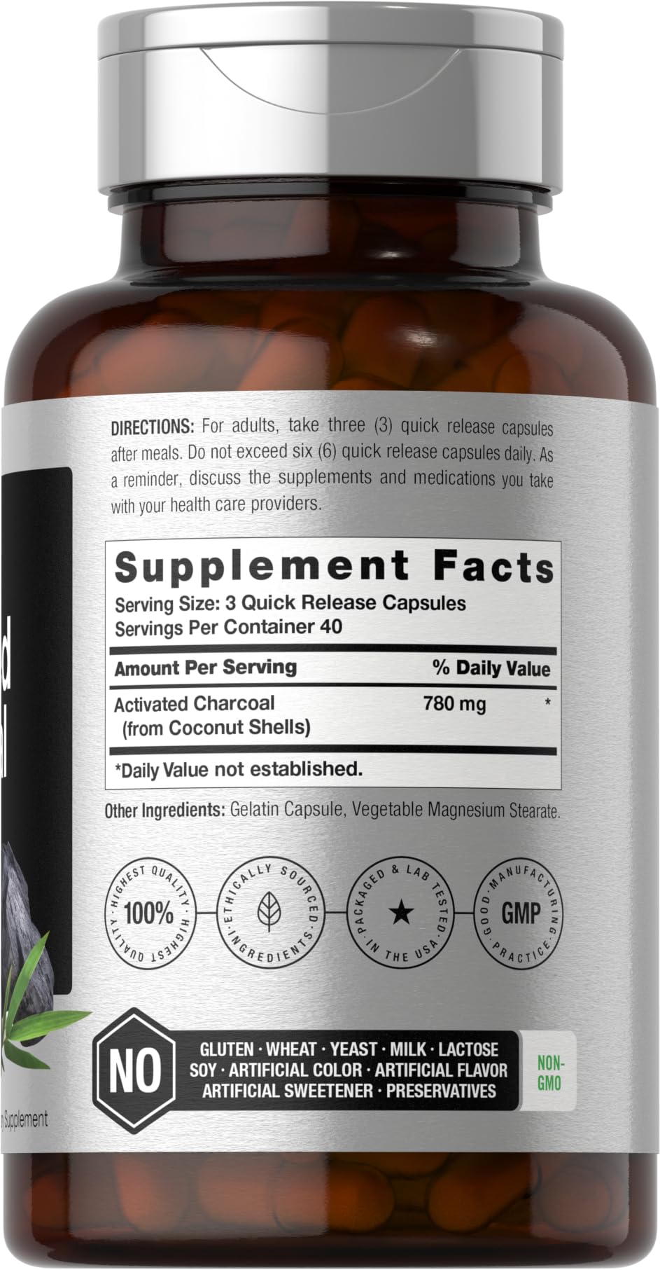 Foto 2 | Suplemento Horbaach De Carbón Activado 780 Mg 120 Cápsulas - Venta Internacional.