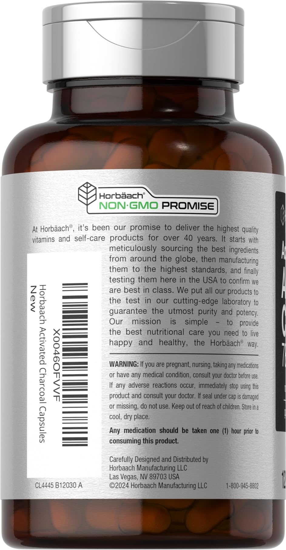 Foto 3 | Suplemento Horbaach De Carbón Activado 780 Mg 120 Cápsulas - Venta Internacional.