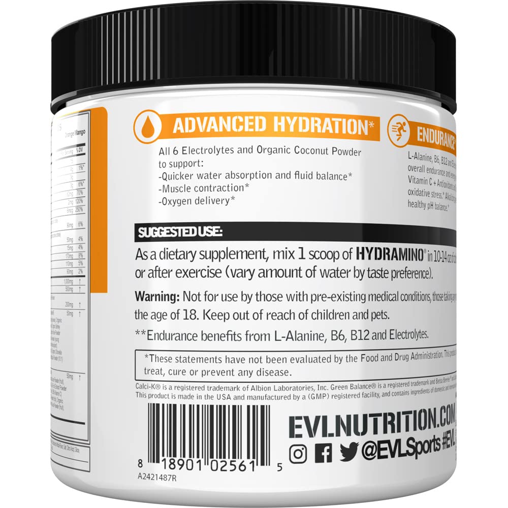 Foto 7 pulgar | Multiplicador De Hidratación Evolution Nutrition Hydramino 30 Serv - Venta Internacional.