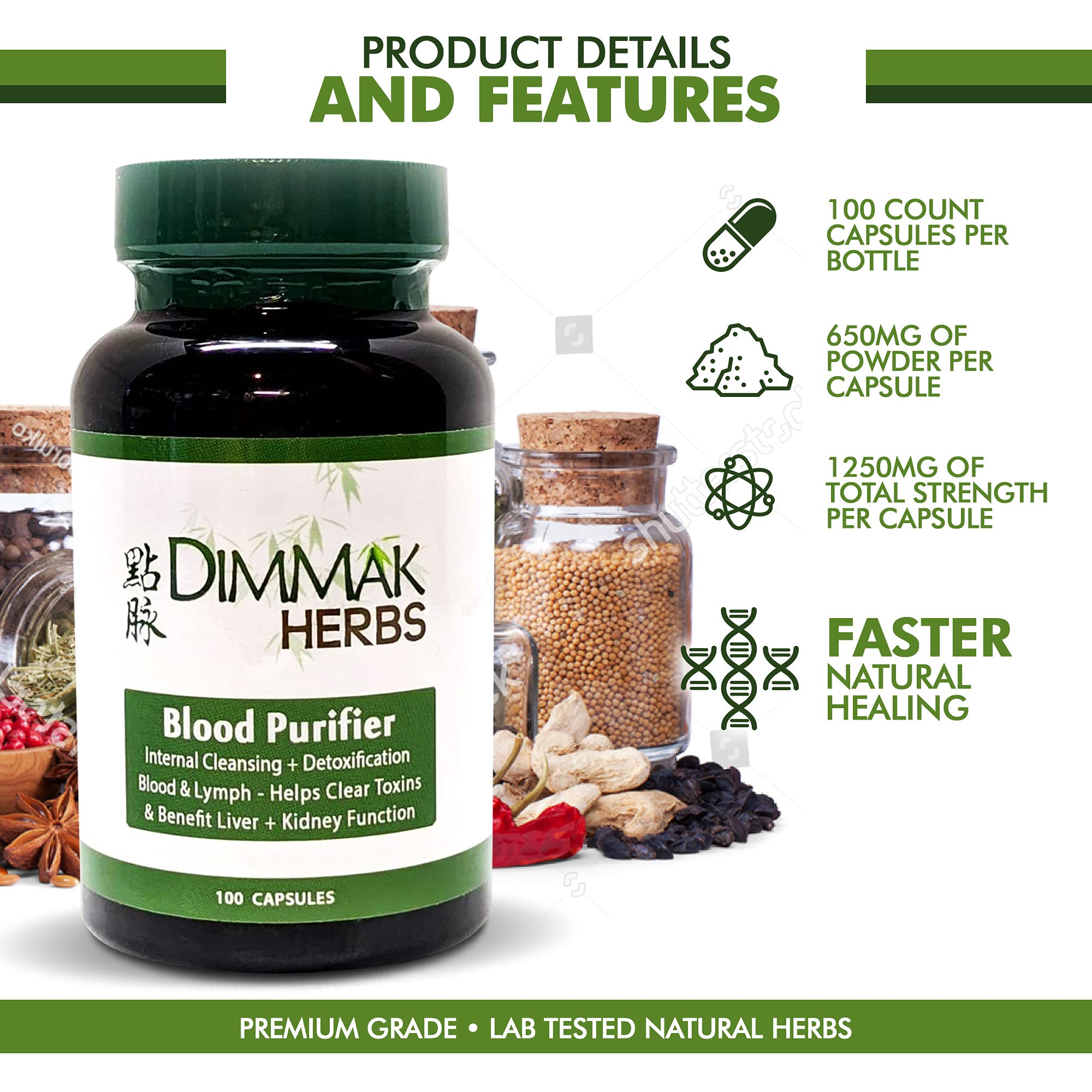 Foto 4 pulgar | Suplemento Purificador De Sangre Dimmak Herbs 100 Cápsulas - Venta Internacional.