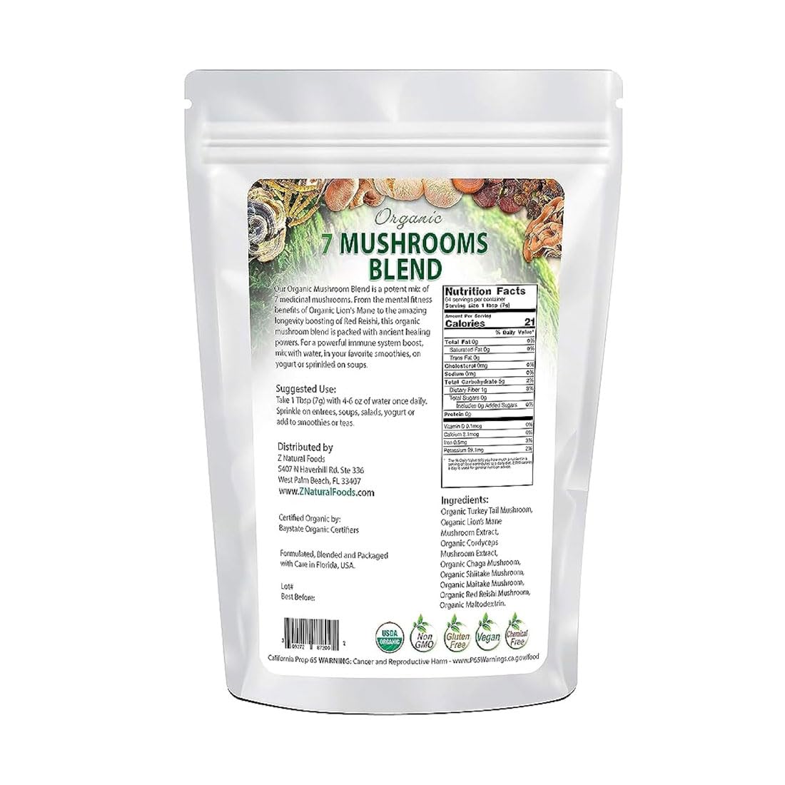 Foto 3 pulgar | Suplemento Z Natural Foods Organic 7 Hongos 454 G - Venta Internacional.