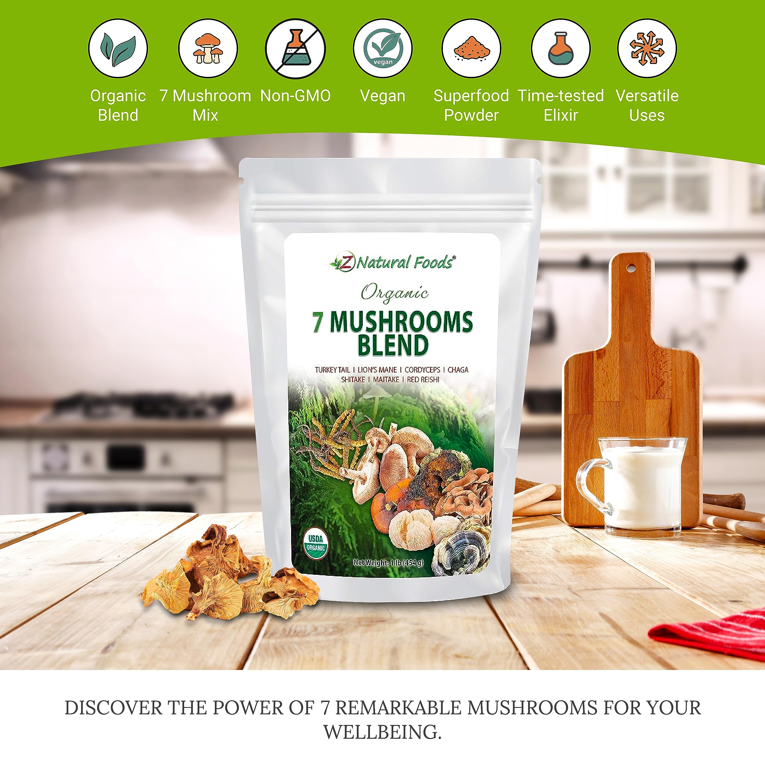 Foto 4 pulgar | Suplemento Z Natural Foods Organic 7 Hongos 454 G - Venta Internacional.