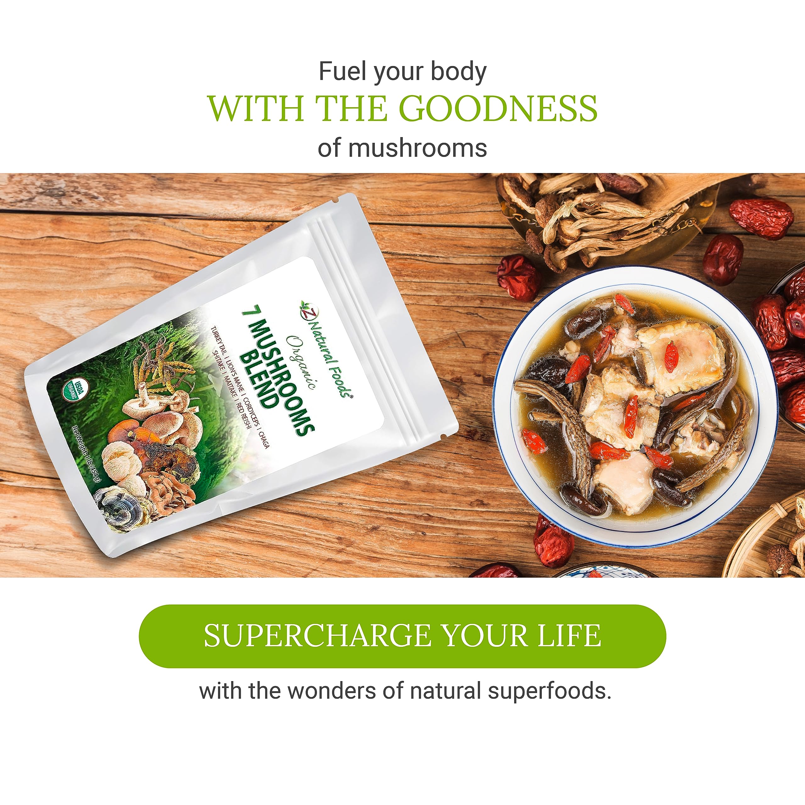 Foto 5 pulgar | Suplemento Z Natural Foods Organic 7 Hongos 454 G - Venta Internacional.