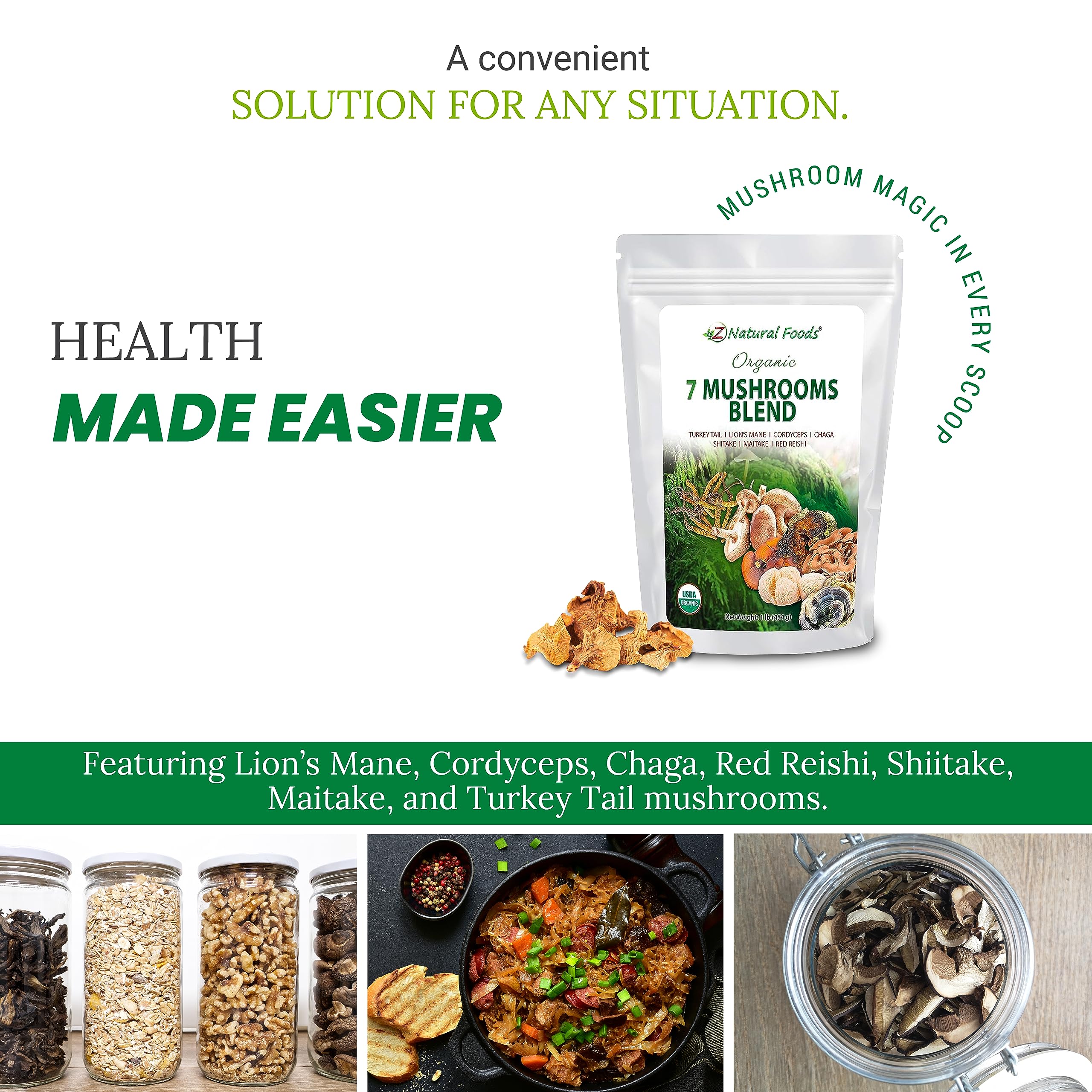 Foto 6 pulgar | Suplemento Z Natural Foods Organic 7 Hongos 454 G - Venta Internacional.