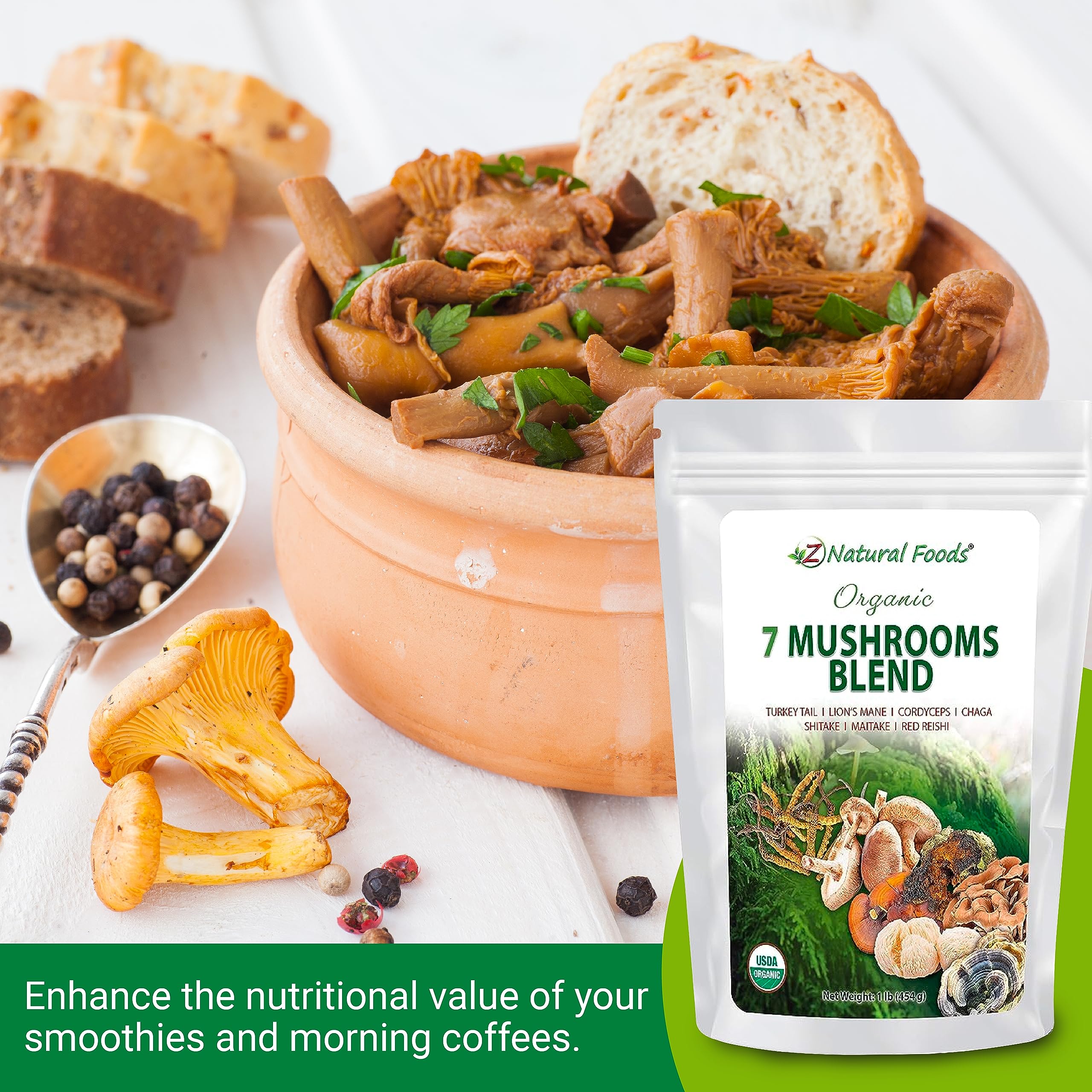 Foto 6 | Suplemento Z Natural Foods Organic 7 Hongos 454 G - Venta Internacional.