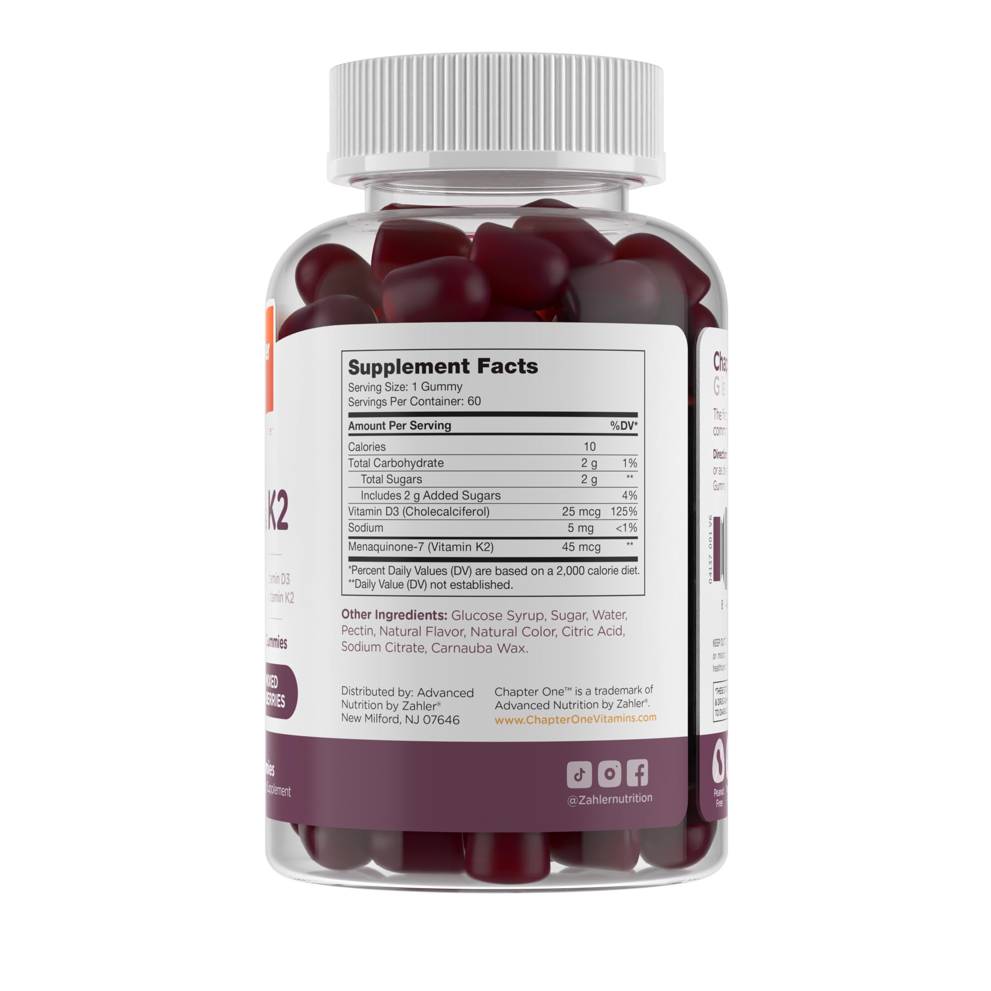 Foto 2 | Suplemento Zahler Chapter One Gomitas de Vitamina D3 y K2 60 Piezas - Venta Internacional
