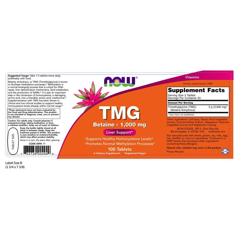 Foto 3 pulgar | Suplemento Now Foods Extra Strength Tmg 1000 Mg 100 Comprimidos - Venta Internacional