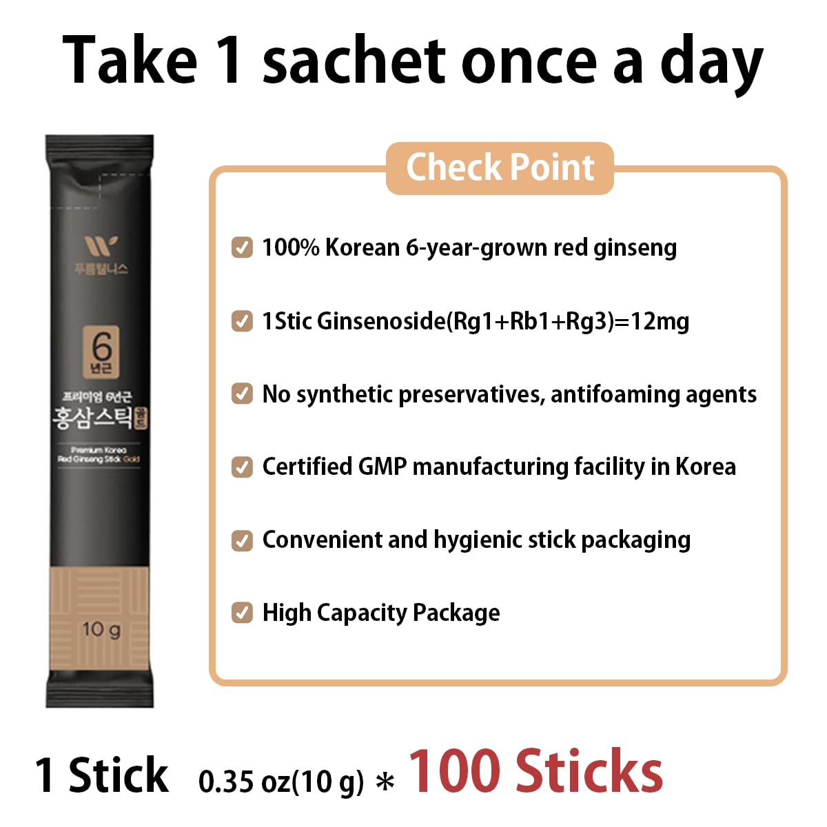 Foto 5 pulgar | Suplemento K-herb Korean Red Ginseng Sticks 100p - Venta Internacional.