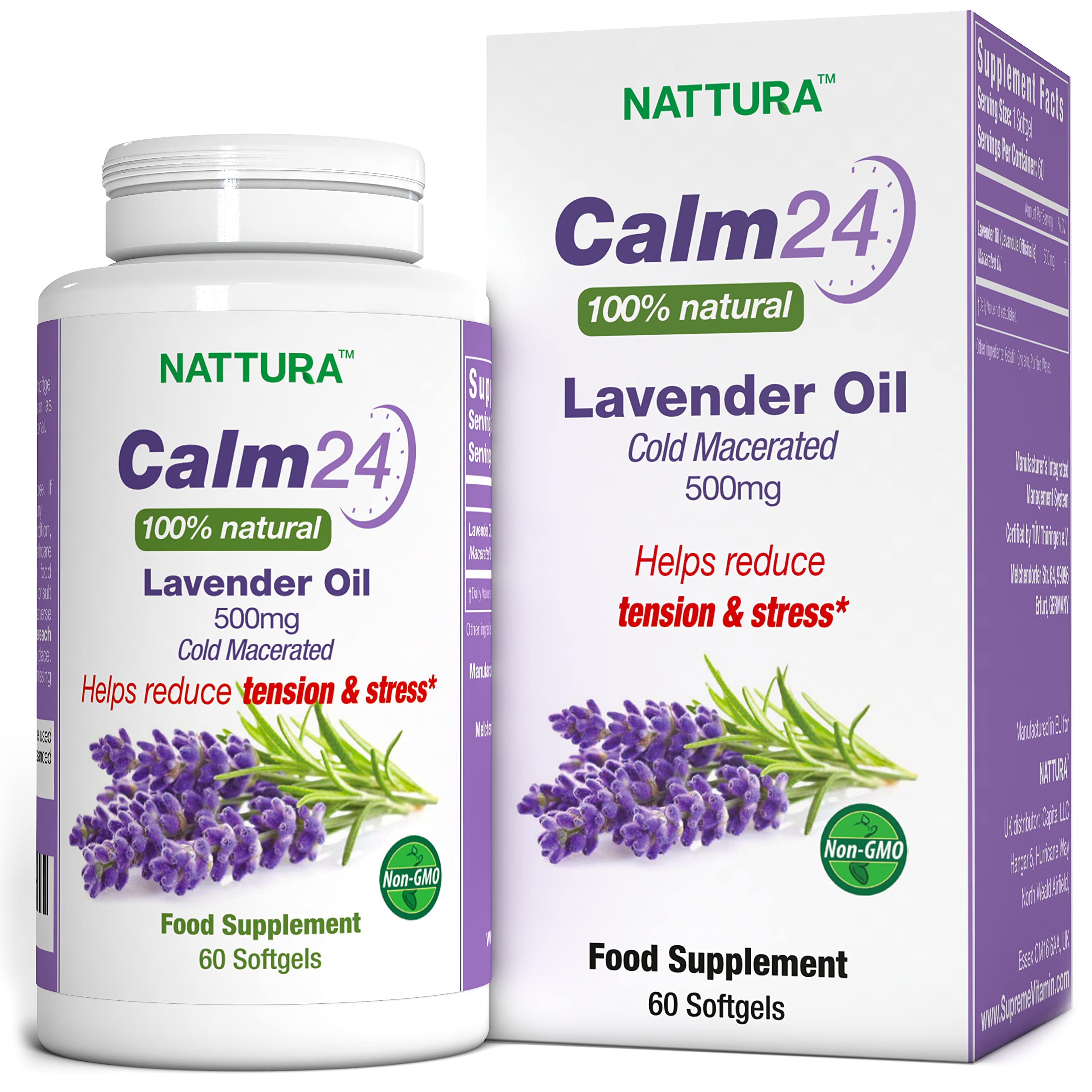 Foto 2 pulgar | Suplemento Nattura Calm Aid Aceite De Lavanda 500 Mg 60 Cápsulas Blandas - Venta Internacional.