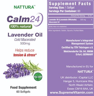 Foto 3 | Suplemento Nattura Calm Aid Aceite De Lavanda 500 Mg 60 Cápsulas Blandas - Venta Internacional.