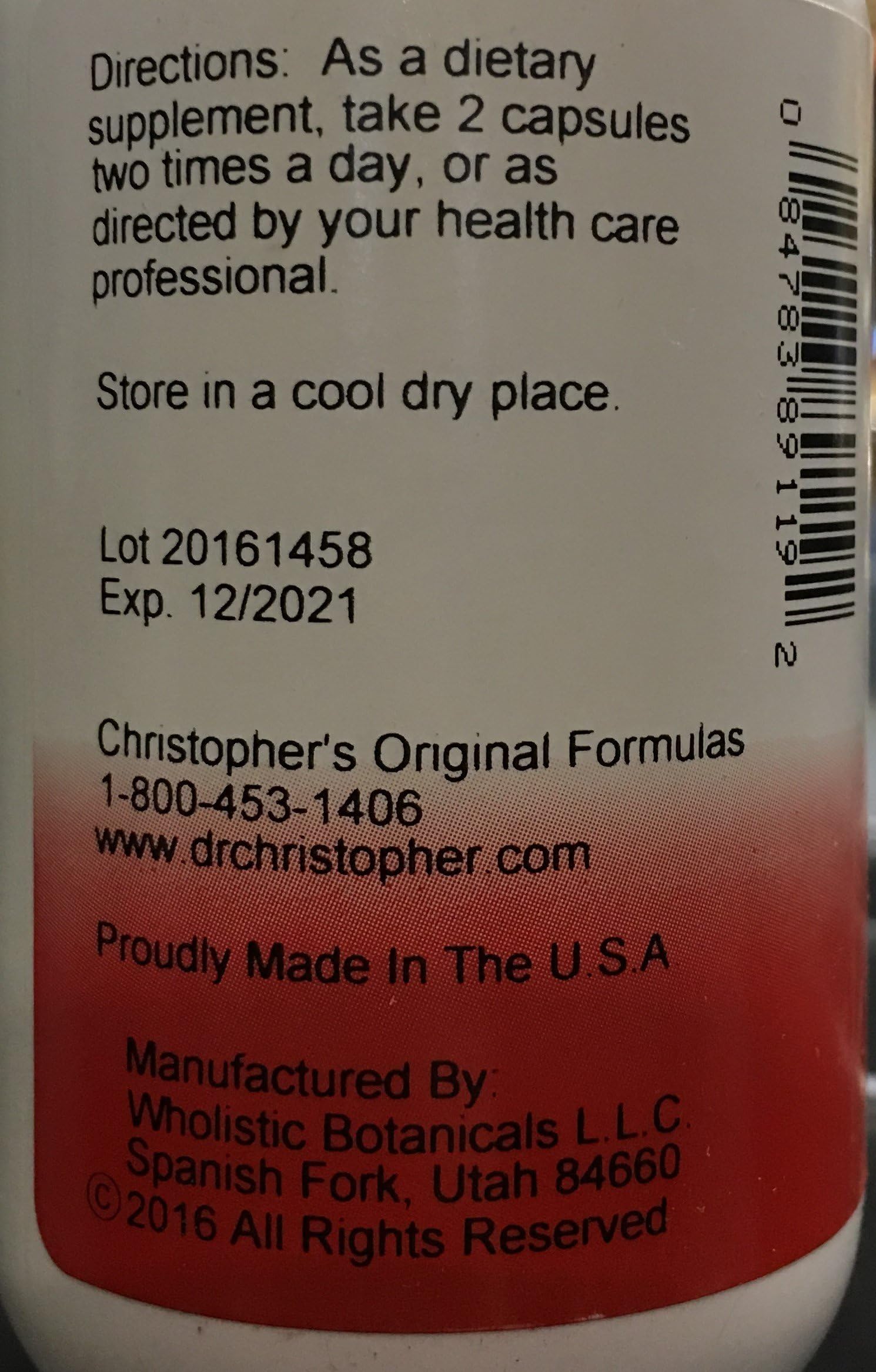 Foto 2 | Suplemento Dr. Christopher's Chest Formula 100 Cápsulas - Venta Internacional.