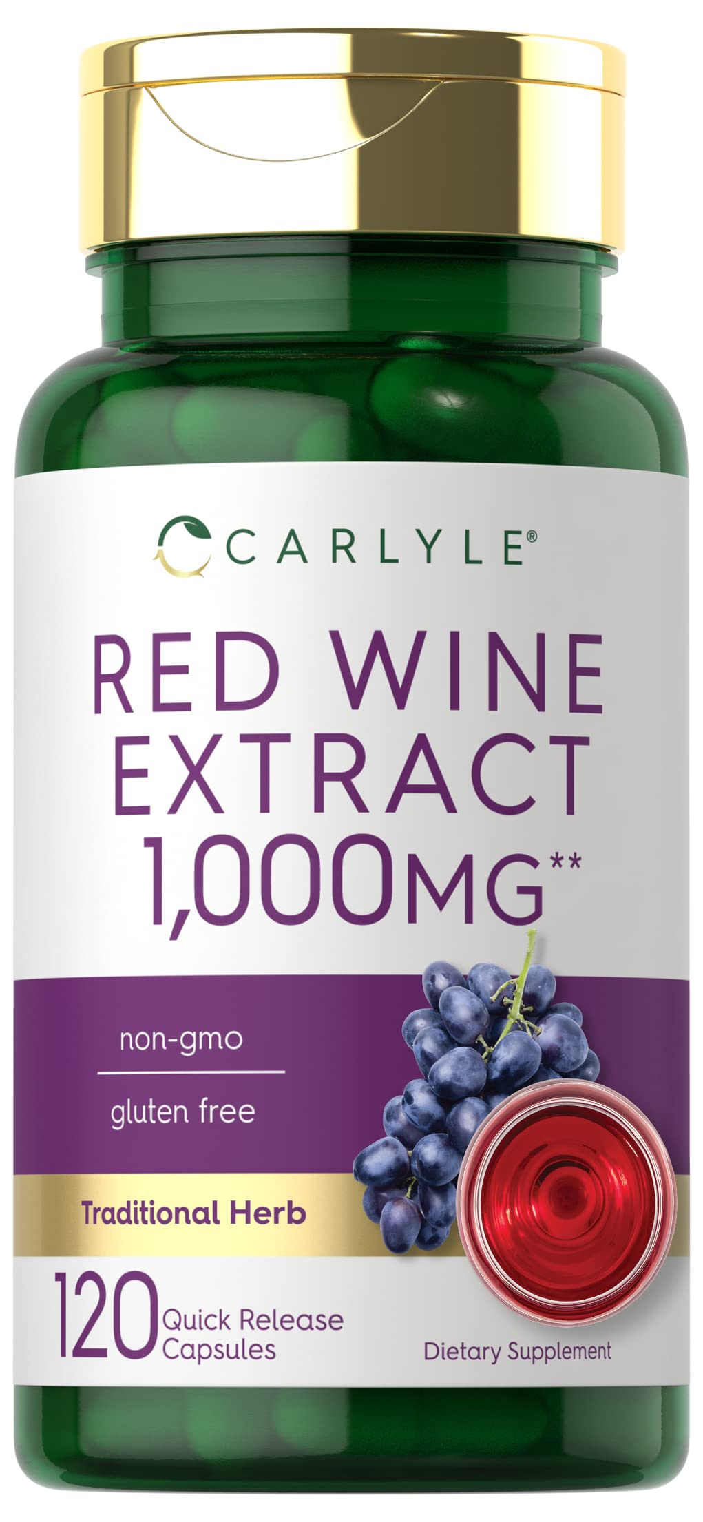 Foto 2 pulgar | Suplemento: Cápsulas De Extracto De Vino Tinto Carlyle, 1000 Mg, 120 Unidades - Venta Internacional.