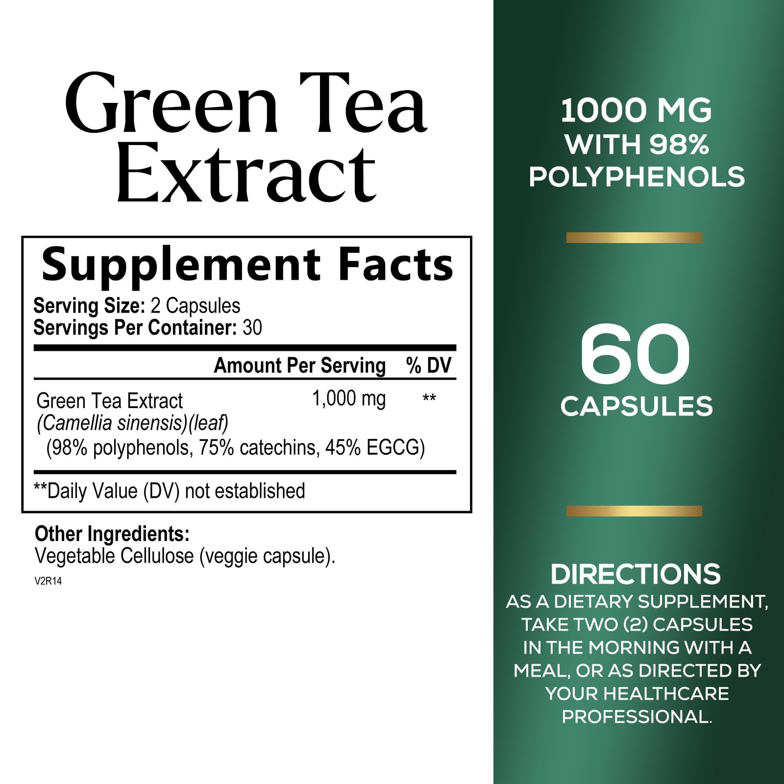 Foto 3 pulgar | Suplemento De Cápsulas De Extracto De Té Verde De 1000 Mg Con 98% De Egcg - Venta Internacional.