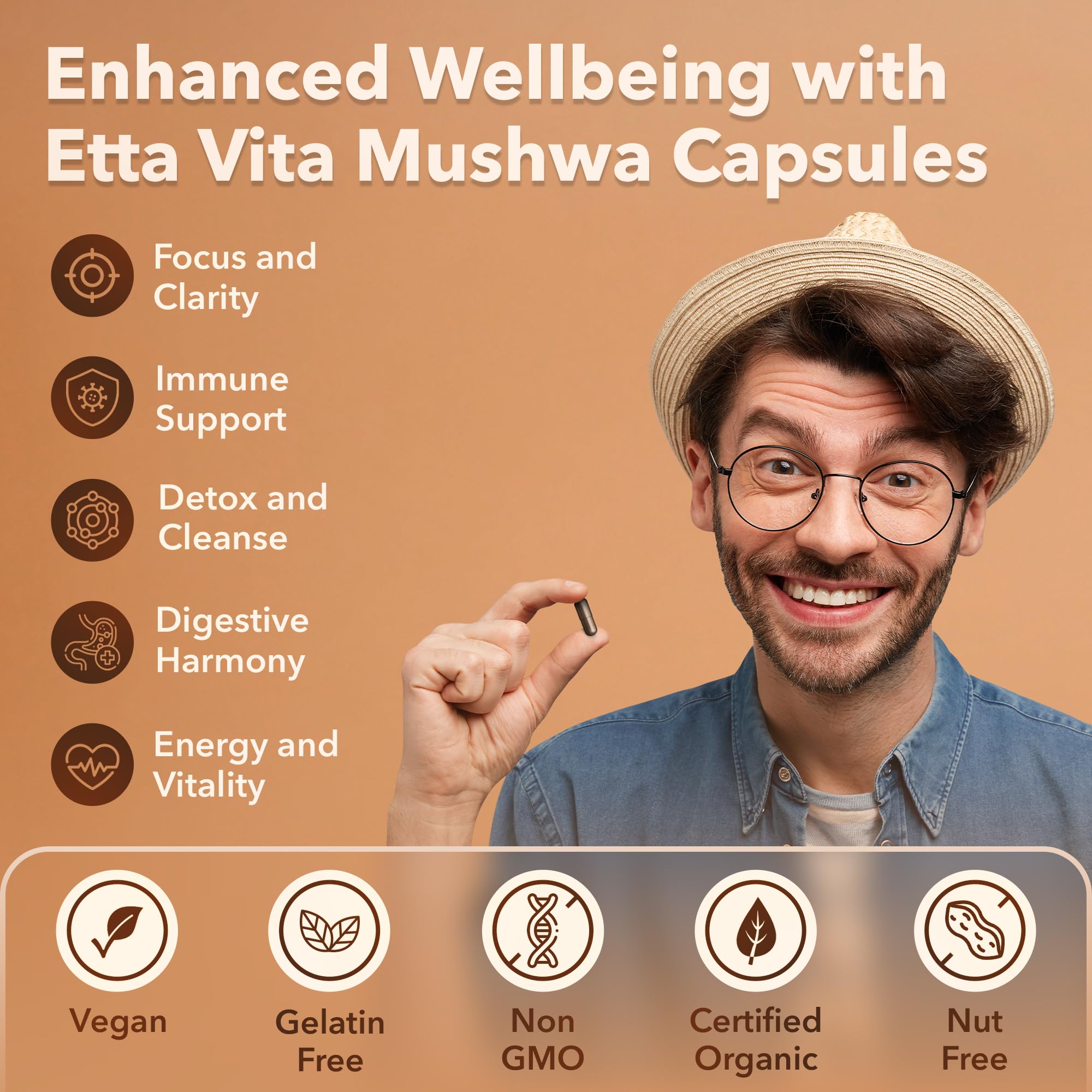 Foto 7 pulgar | Suplemento Etta Vita Organic Lions Mane Con Ashwagandha 18600 Mg - Venta Internacional.