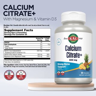 Foto 2 | Suplemento Kal De Citrato De Calcio, Mezcla De Frutas Masticables, 60 Unidades - Venta Internacional.