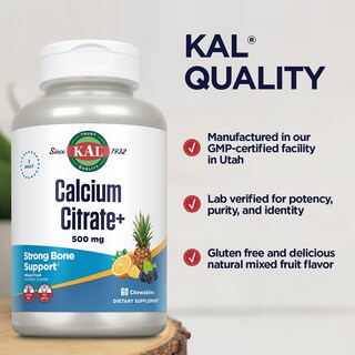 Foto 4 | Suplemento Kal De Citrato De Calcio, Mezcla De Frutas Masticables, 60 Unidades - Venta Internacional.