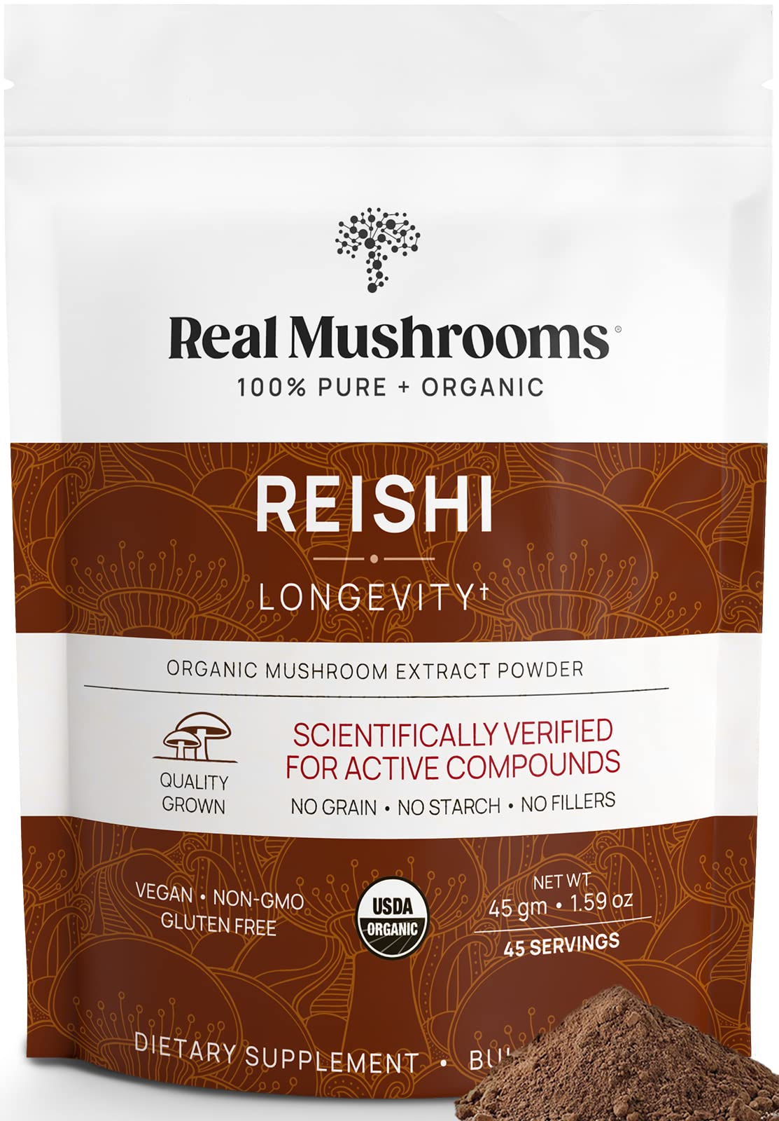 Foto 1 | Suplemento Orgánico De Hongos Reales, Reishi En Polvo, 45 Porciones - Venta Internacional.