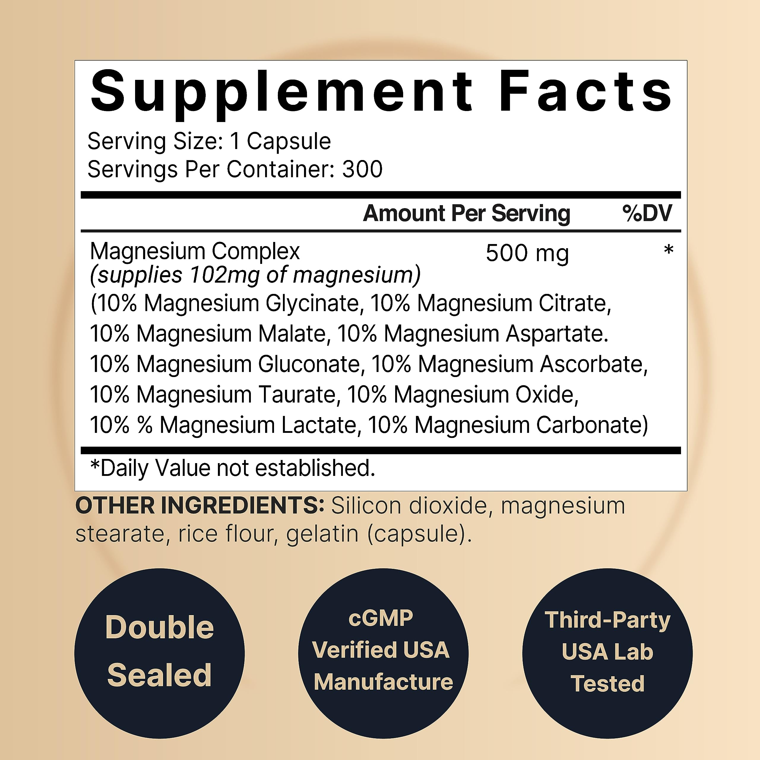 Foto 3 pulgar | Suplemento Naturebell Magnesium Complex 500 Mg 300 Cápsulas - Venta Internacional.