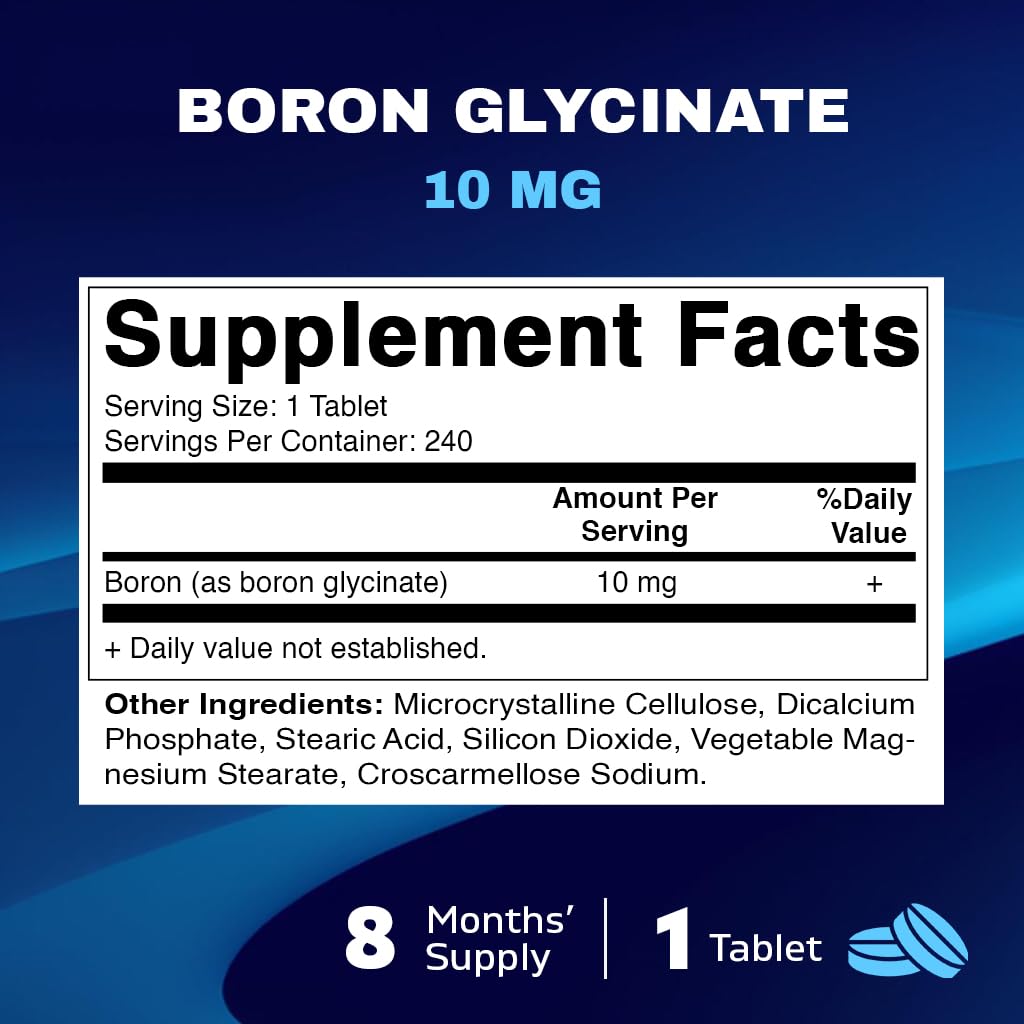 Foto 3 pulgar | Suplemento Vitamático De Boro Quelado 10 Mg 240 Comprimidos - Venta Internacional.