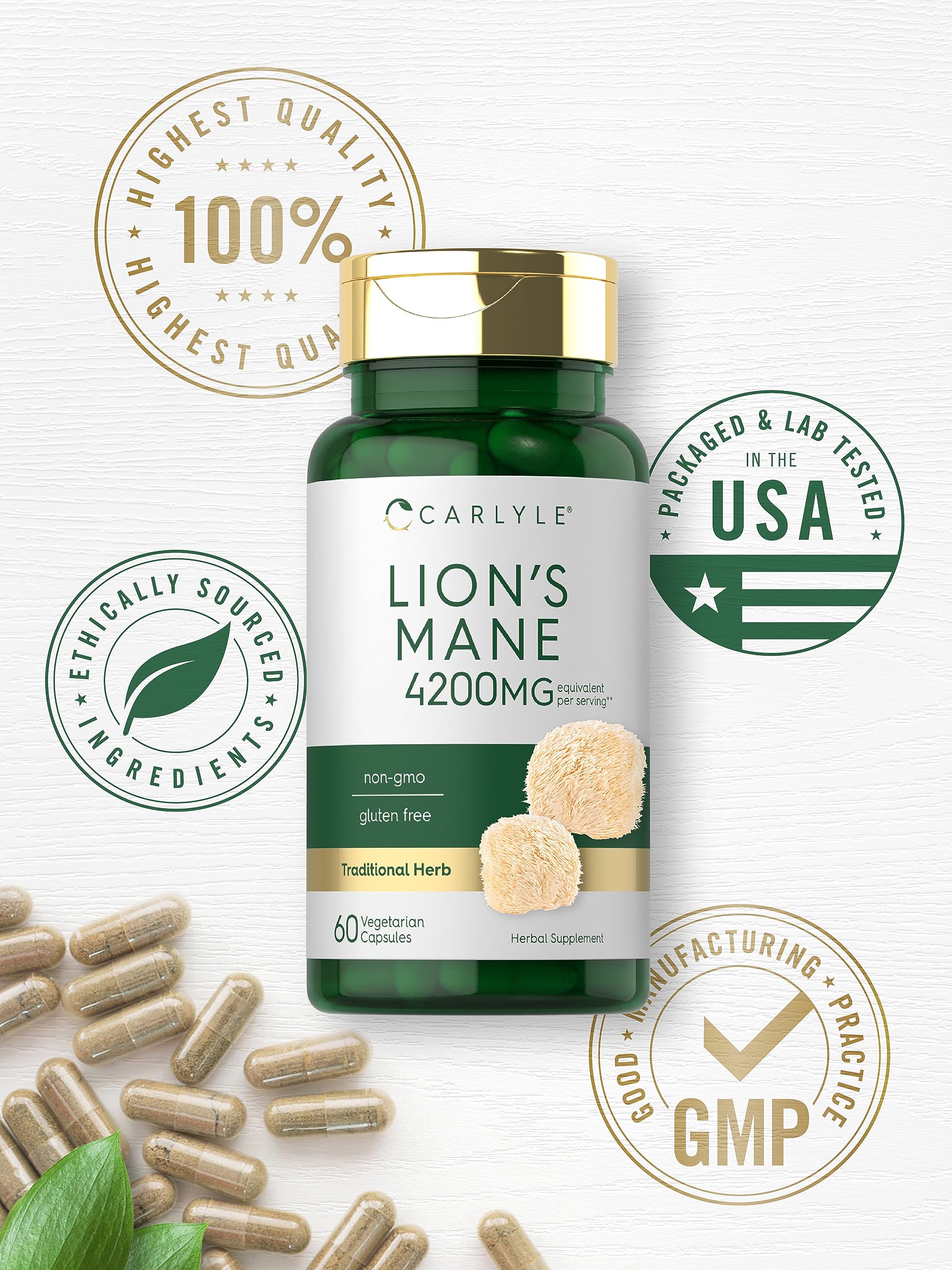 Foto 5 | Suplemento Carlyle Lions Mane, Cápsulas De 4200 Mg, 60 Unidades - Venta Internacional.