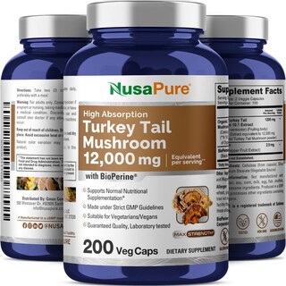 Foto 4 | Suplemento De Hongos De Cola De Pavo Nusapure, 12 000 Mg, 200 Cápsulas - Venta Internacional.