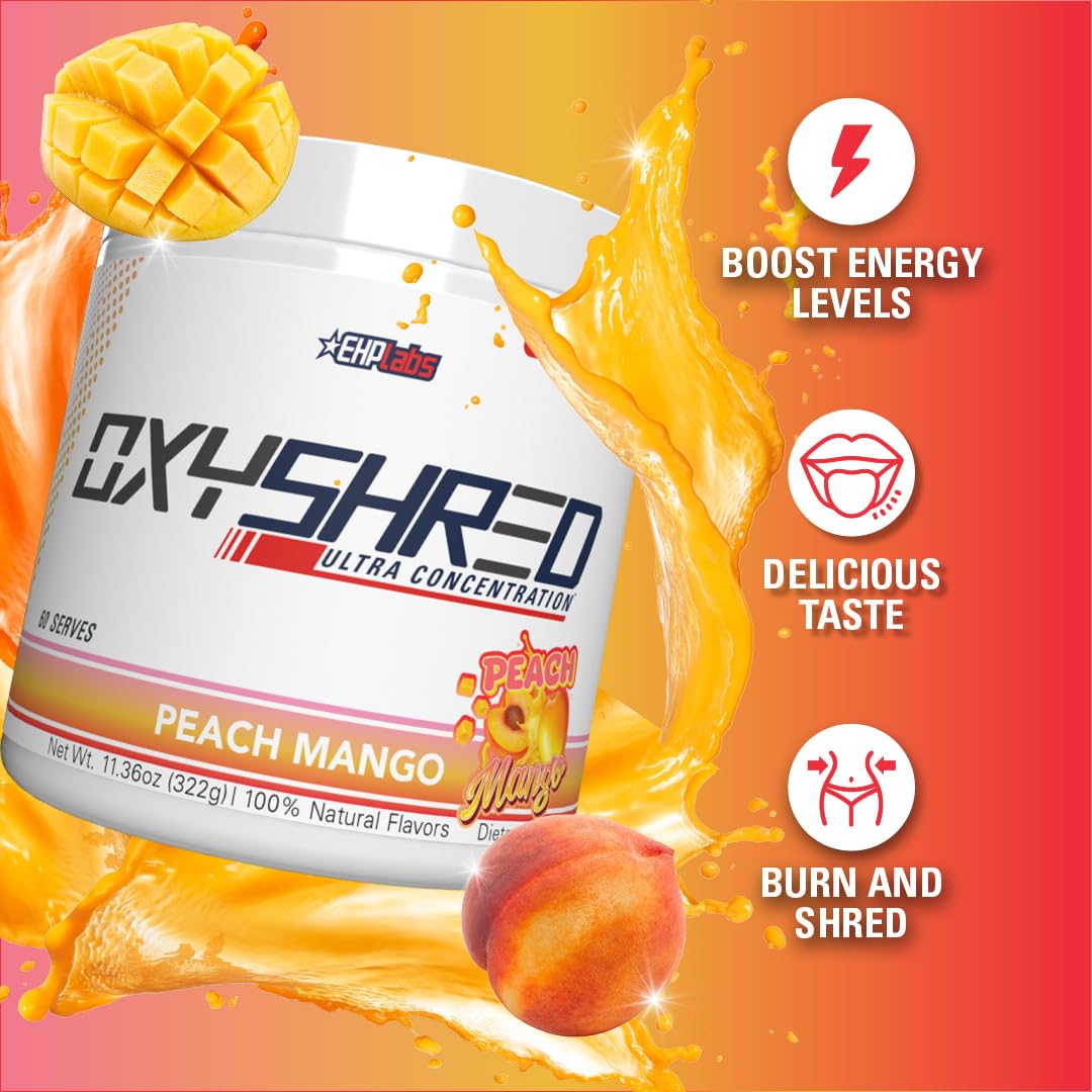 Foto 4 pulgar | Polvo Para Antes Del Entrenamiento Ehp Labs Oxyshred Peach Mango 60 Porciones - Venta Internacional.
