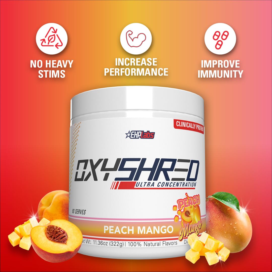 Foto 5 pulgar | Polvo Para Antes Del Entrenamiento Ehp Labs Oxyshred Peach Mango 60 Porciones - Venta Internacional.
