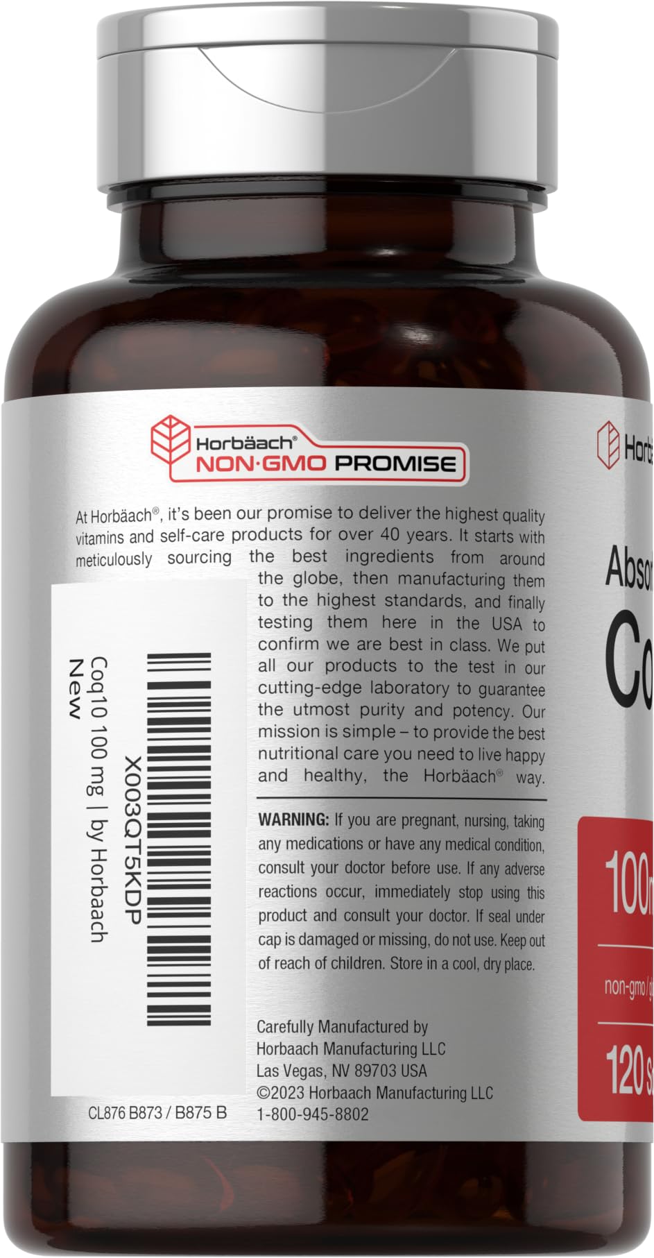 Foto 4 pulgar | Suplemento Horbäach Coq10, 100 Mg, Cápsulas Blandas, 120 Unidades - Venta Internacional.