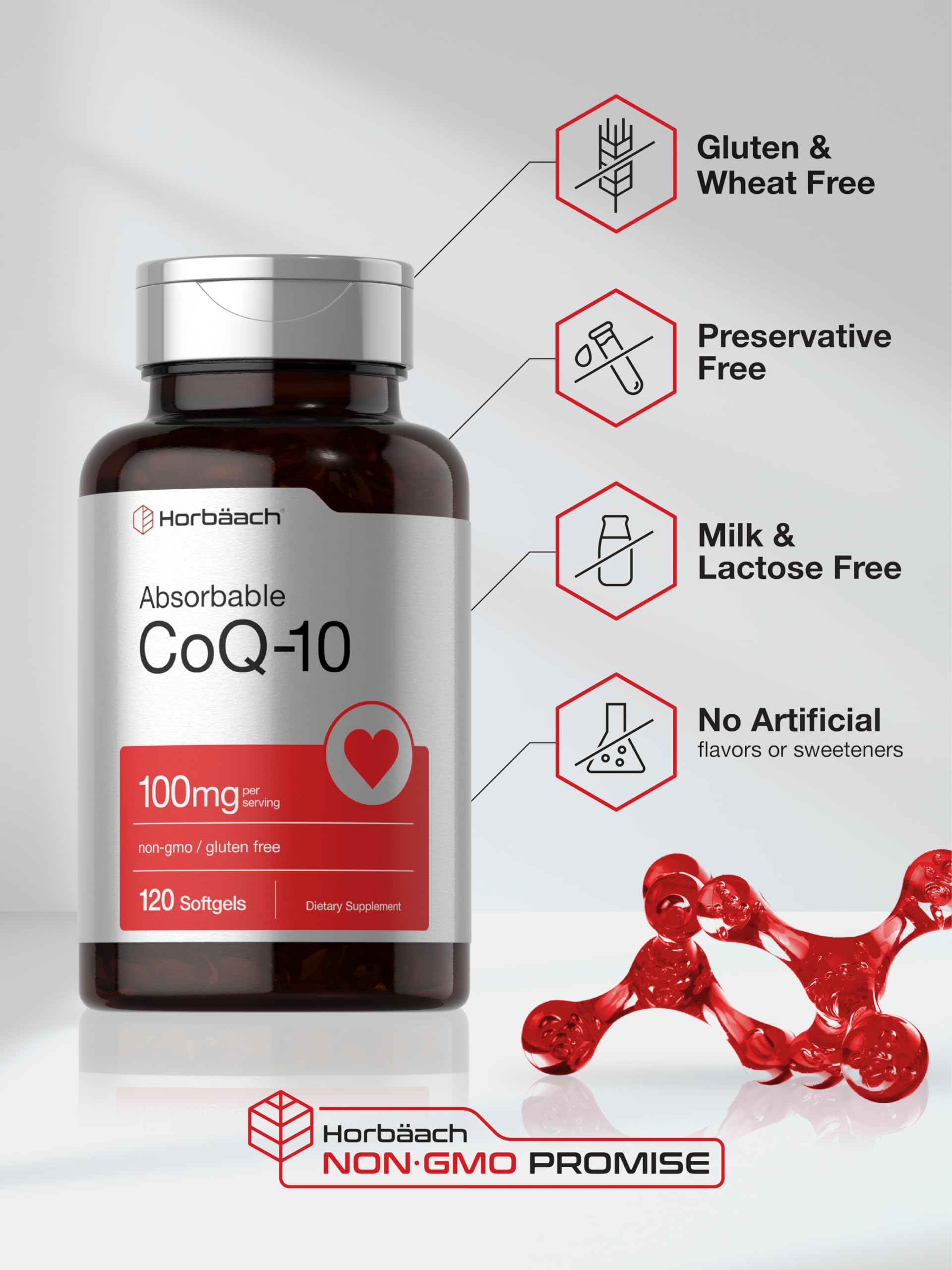 Foto 5 | Suplemento Horbäach Coq10, 100 Mg, Cápsulas Blandas, 120 Unidades - Venta Internacional.