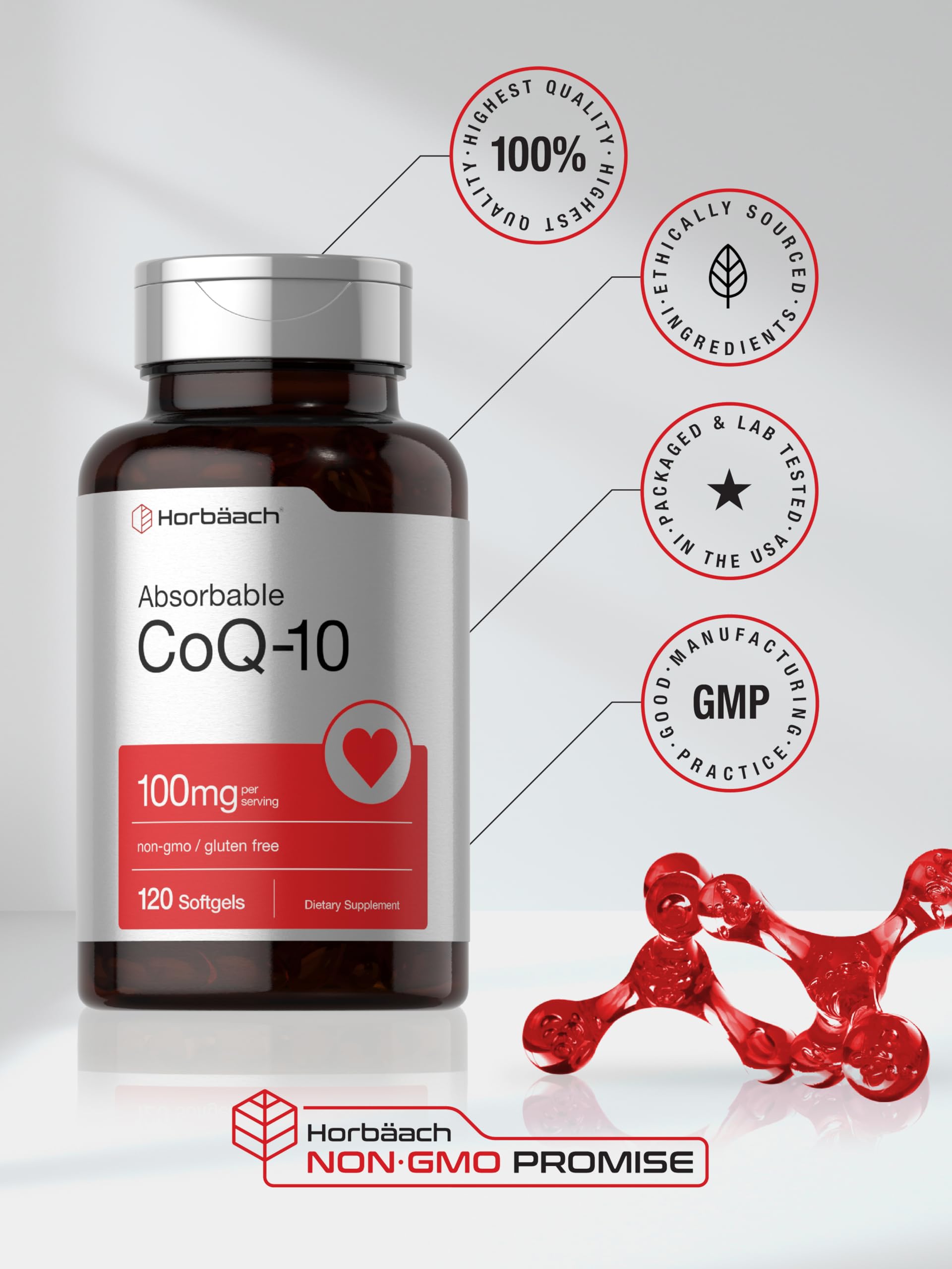 Foto 7 pulgar | Suplemento Horbäach Coq10, 100 Mg, Cápsulas Blandas, 120 Unidades - Venta Internacional.