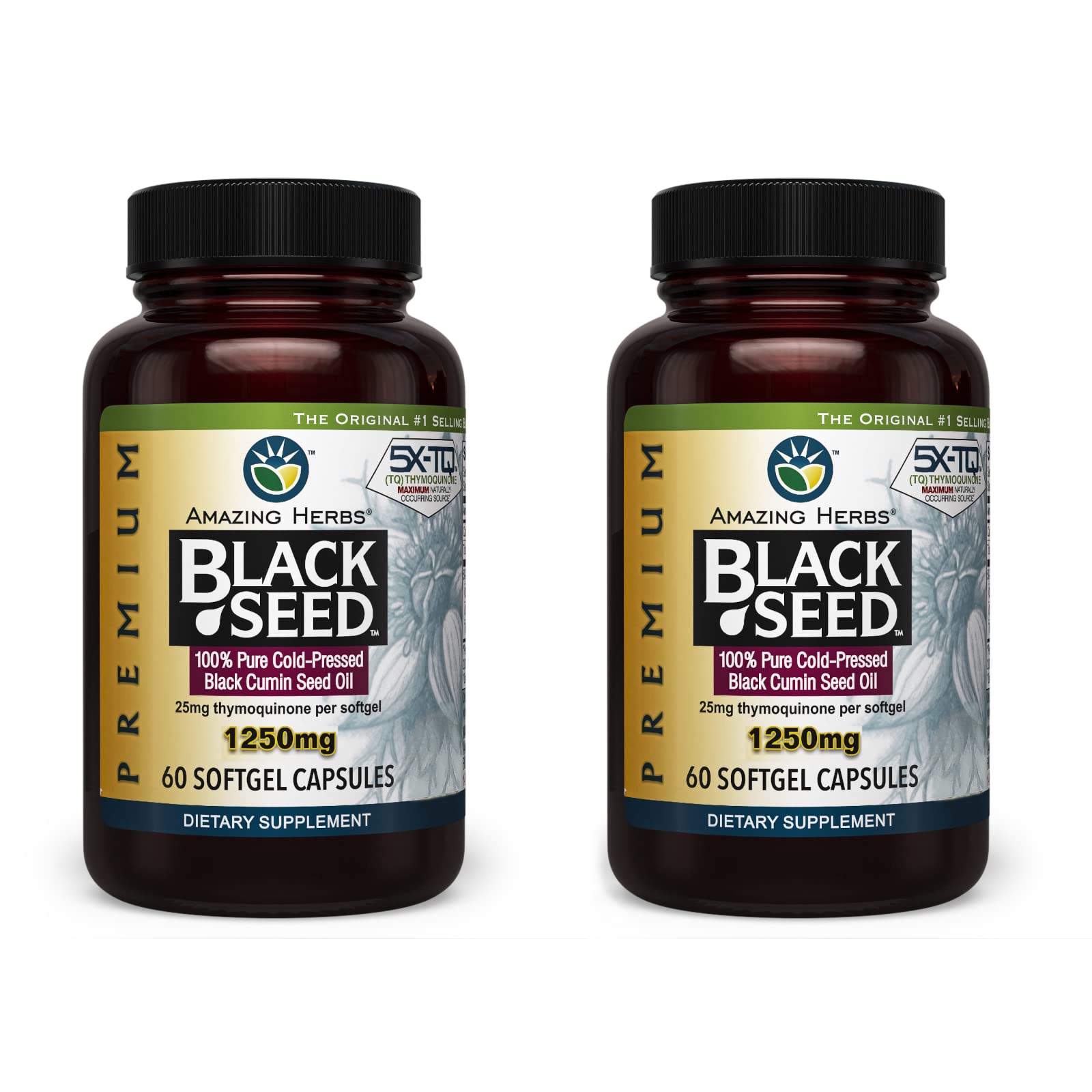 Foto 1 | Suplemento Amazing Herbs, Cápsulas De Aceite De Semilla Negra, 1250 Mg X60 - Venta Internacional.