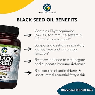 Foto 5 | Suplemento Amazing Herbs, Cápsulas De Aceite De Semilla Negra, 1250 Mg X60 - Venta Internacional.